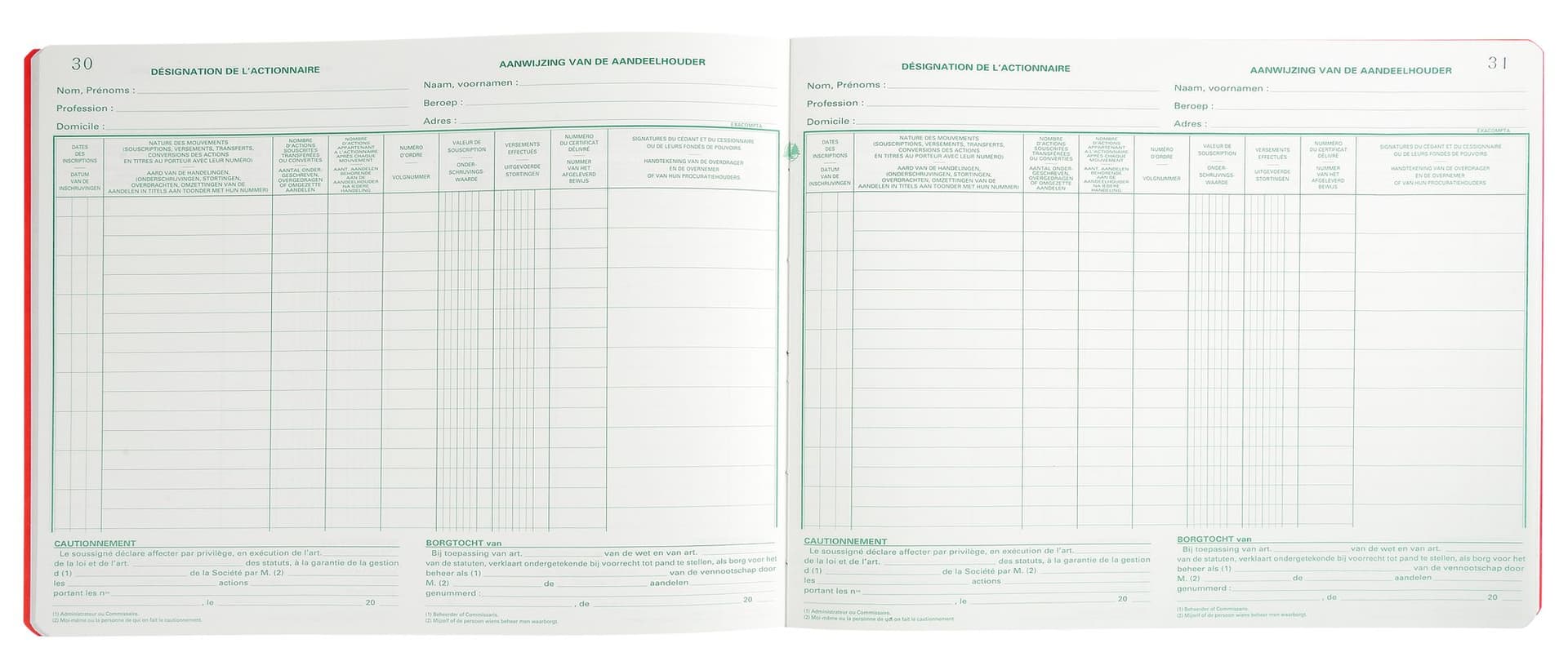 Register Piqure aandeelhouder NV/SA 250x320mm 80vel groen 2