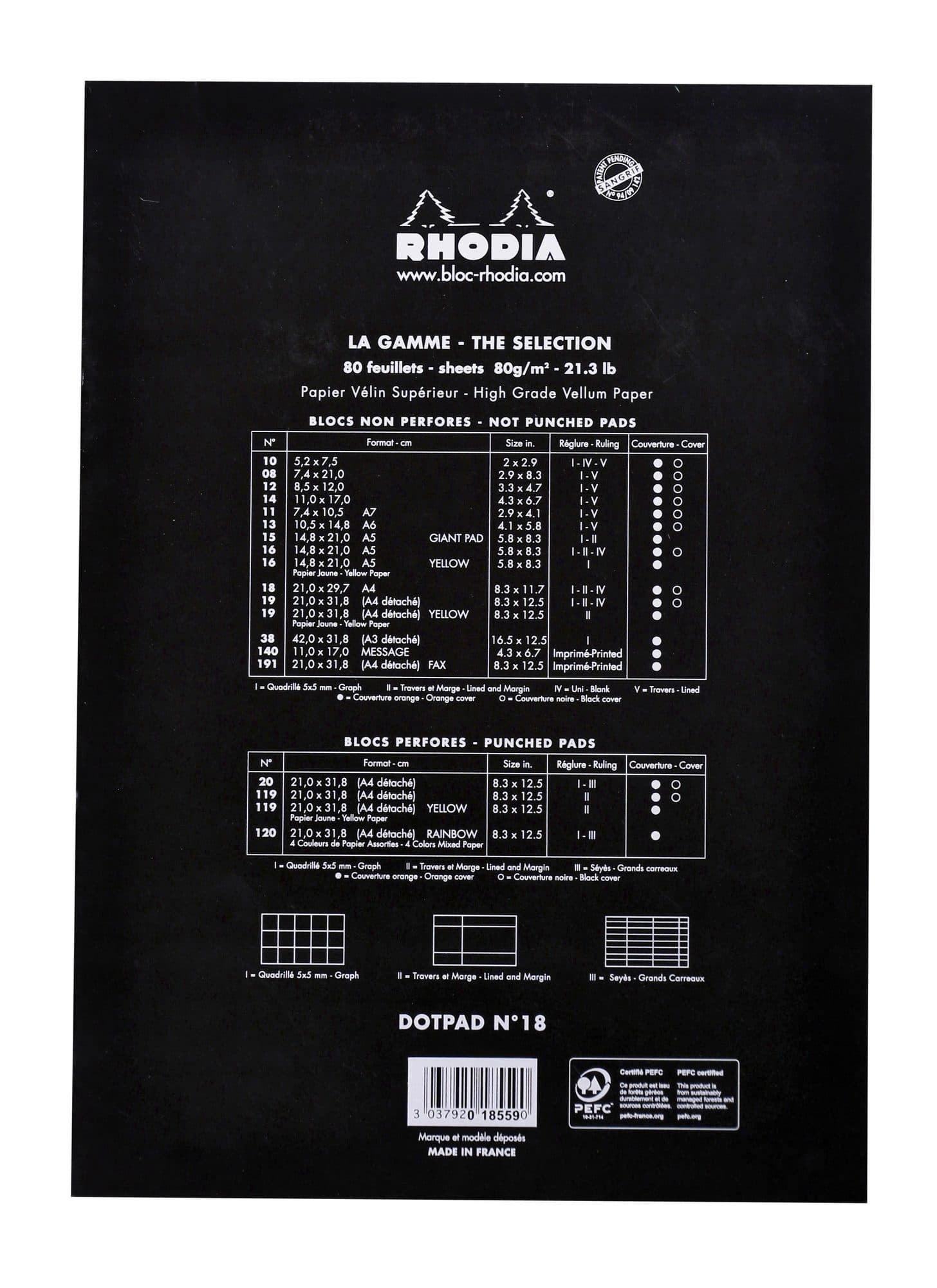 Schrijfblok Rhodia A4 dots 80 vel 80gr zwart 2