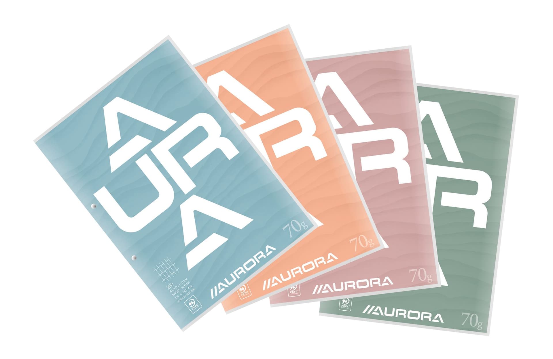 Cursusblok Aurora A4 ruit 4x8mm 2-gaats 200 pagina's 70gr