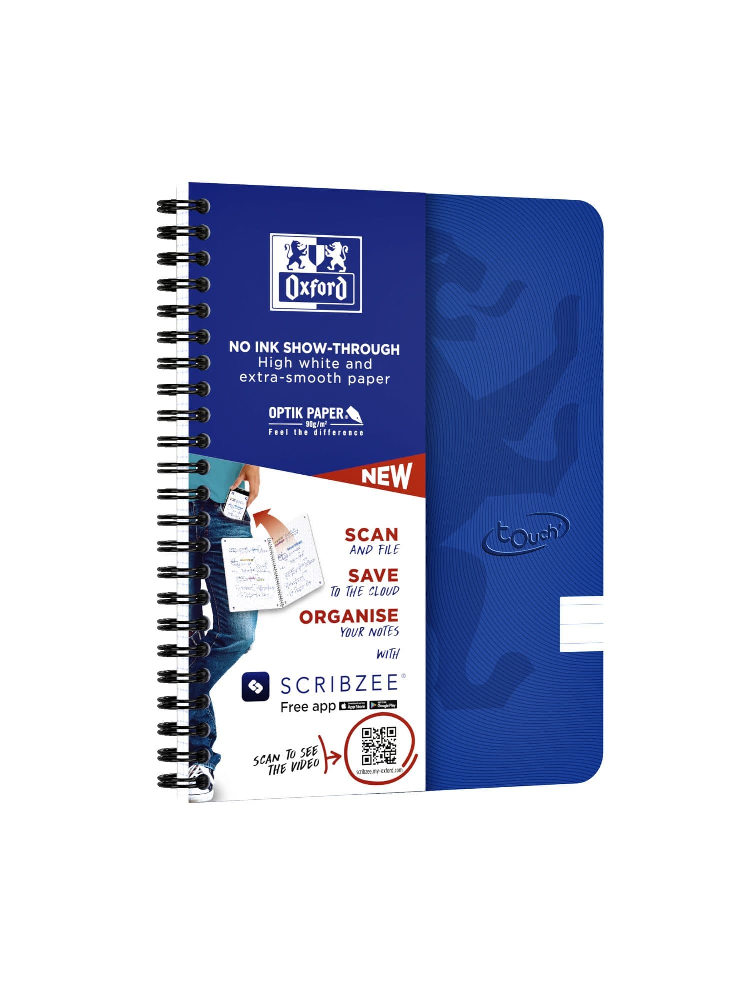 Spiraalblok Oxford Touch A5 lijn 140 pagina's 80gr blauw 2
