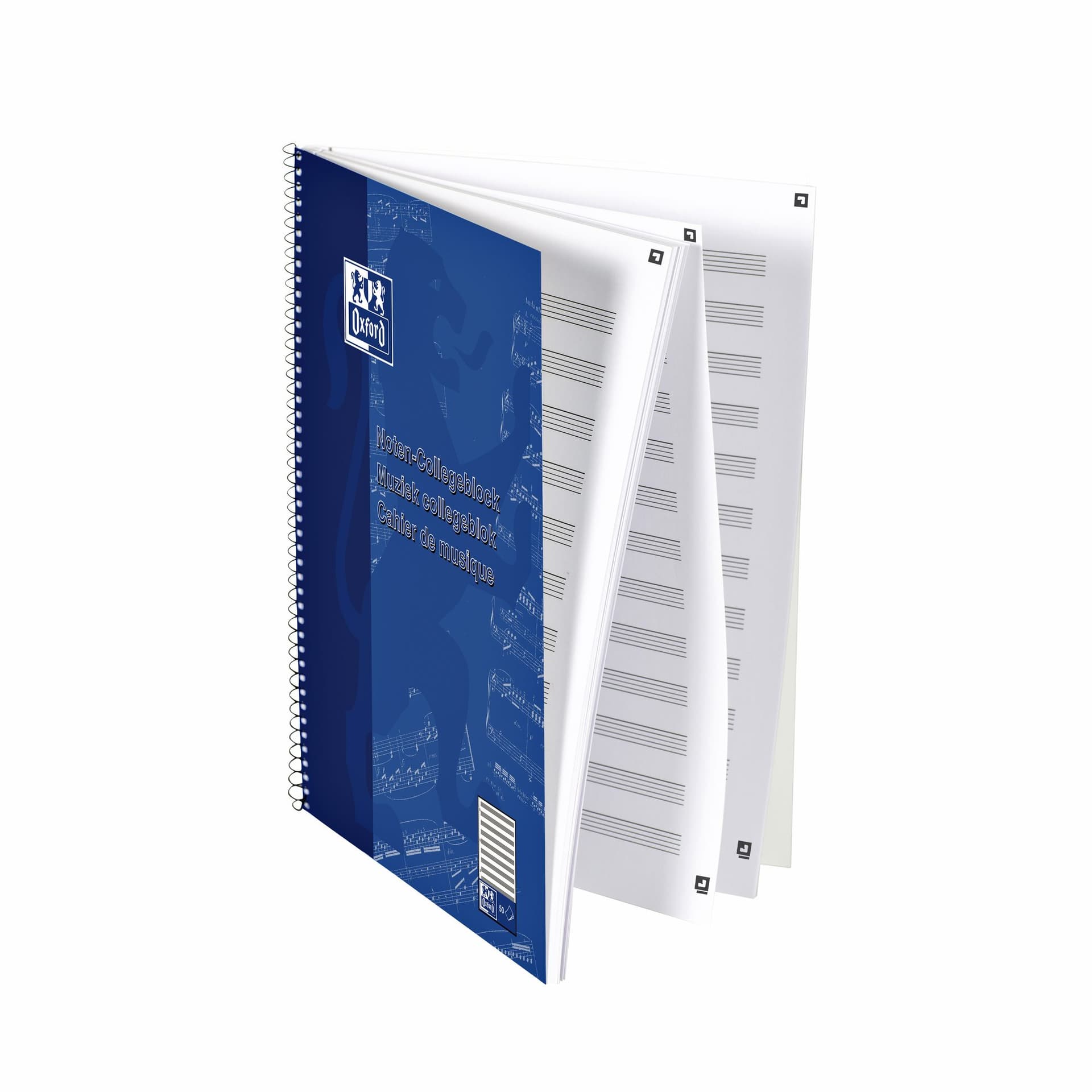 Collegeblok Oxford A4+ muziek 4-gaats 100 pagina's 80gr blauw 3