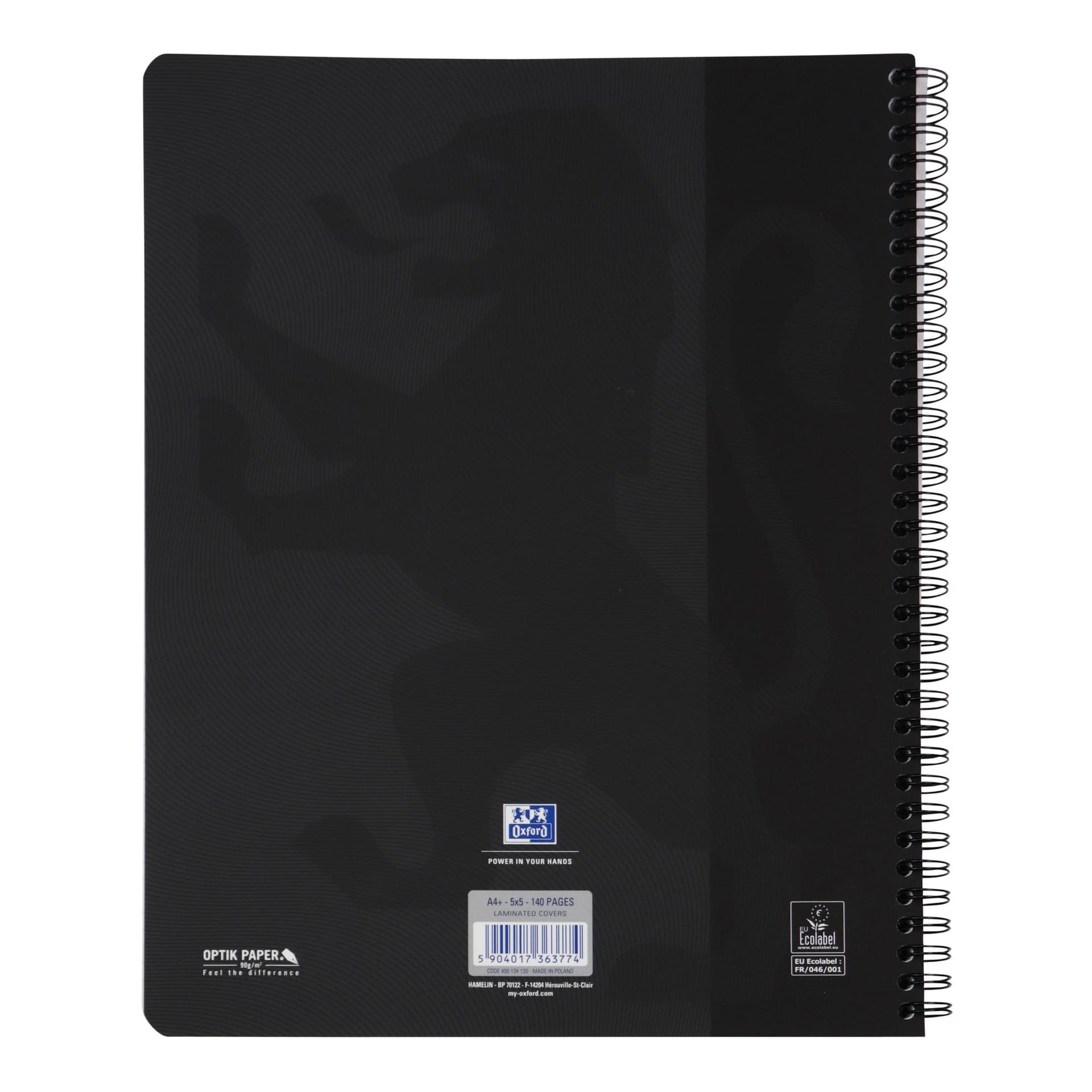 Spiraalblok Oxford Touch A4 ruit 5x5mm 140 pagina's 80gr zwart 2