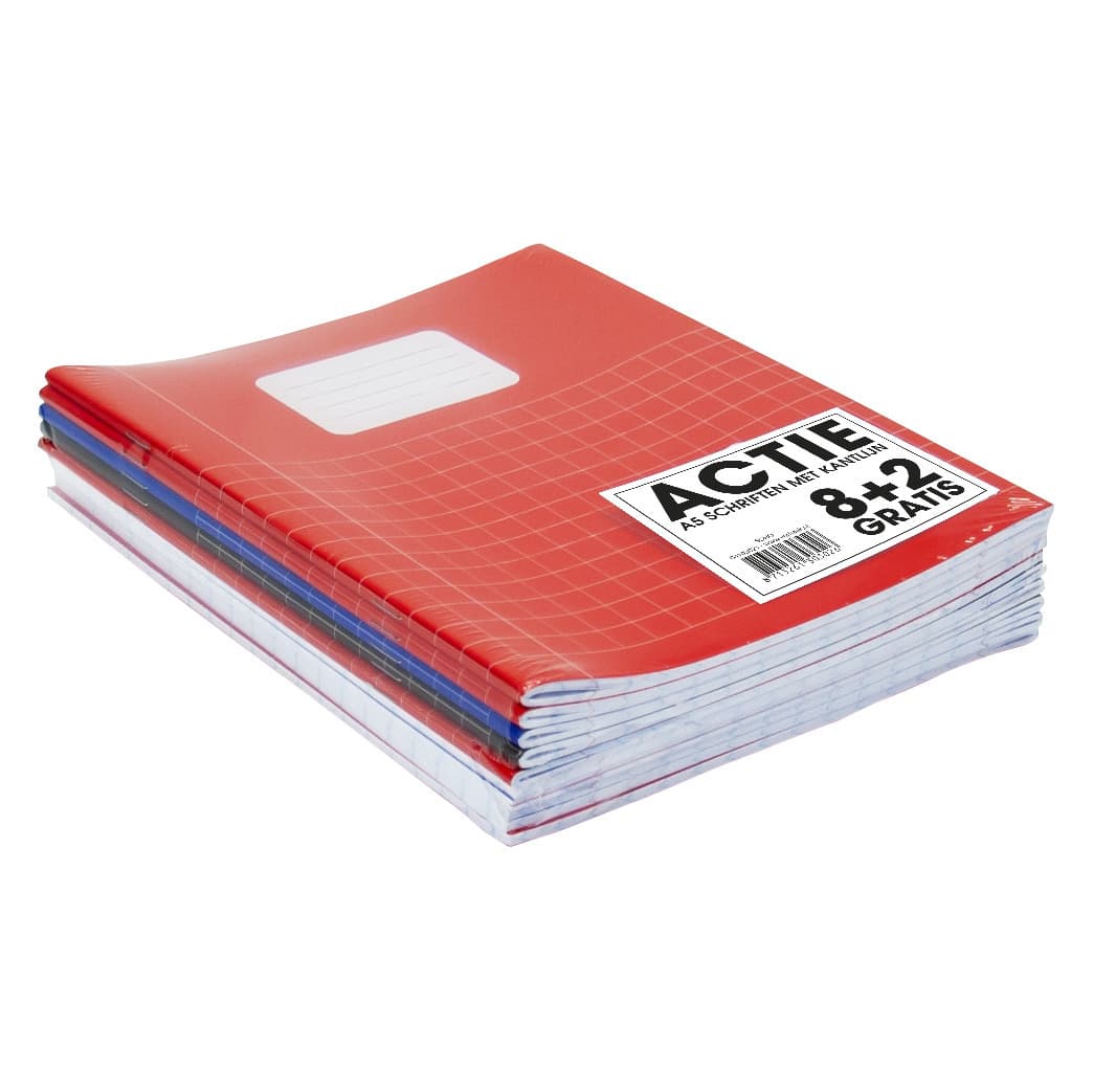 Schrift SOHO Basic A5 ruit 10x10mm 80 pagina's 60gr assorti 8+2 gratis