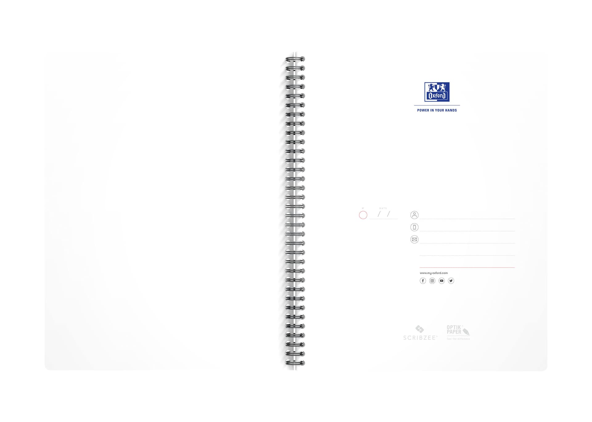 Collegeblok Oxford Office Essentials A4+ lijn 4-gaats 180 pagina's 80gr assorti 9