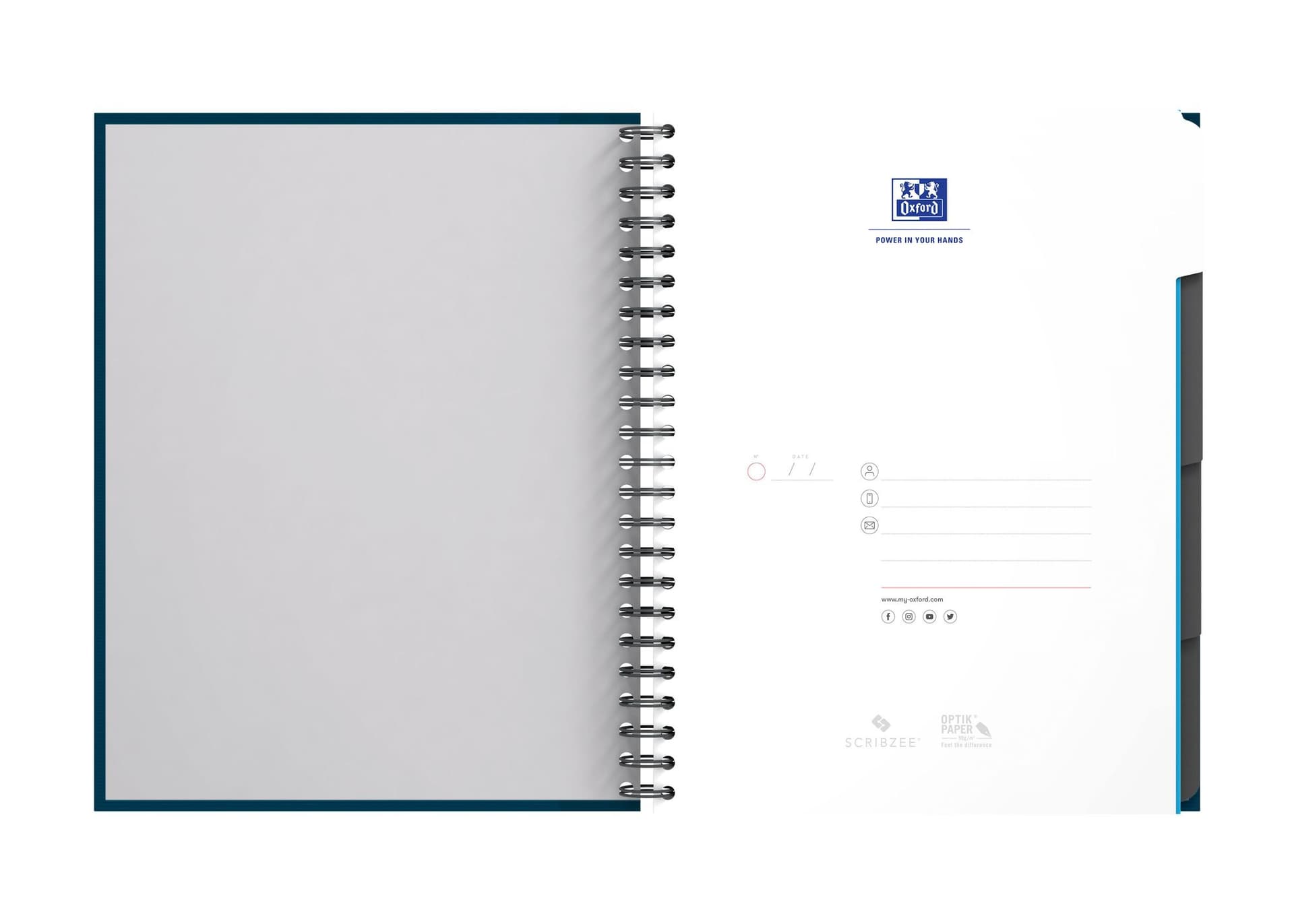 Collegeblok Oxford Office Essentials Europeanbook A4+ 4-gaats 120 pagina's assorti 6