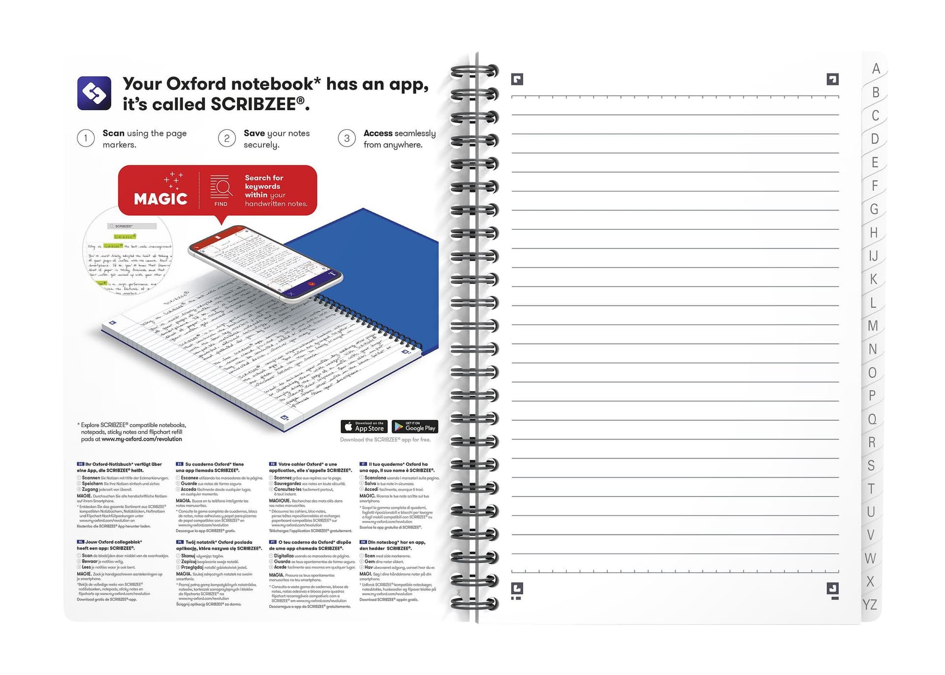 Indexboek Oxford Urban Mix A5 90vel alfabet lijn 7