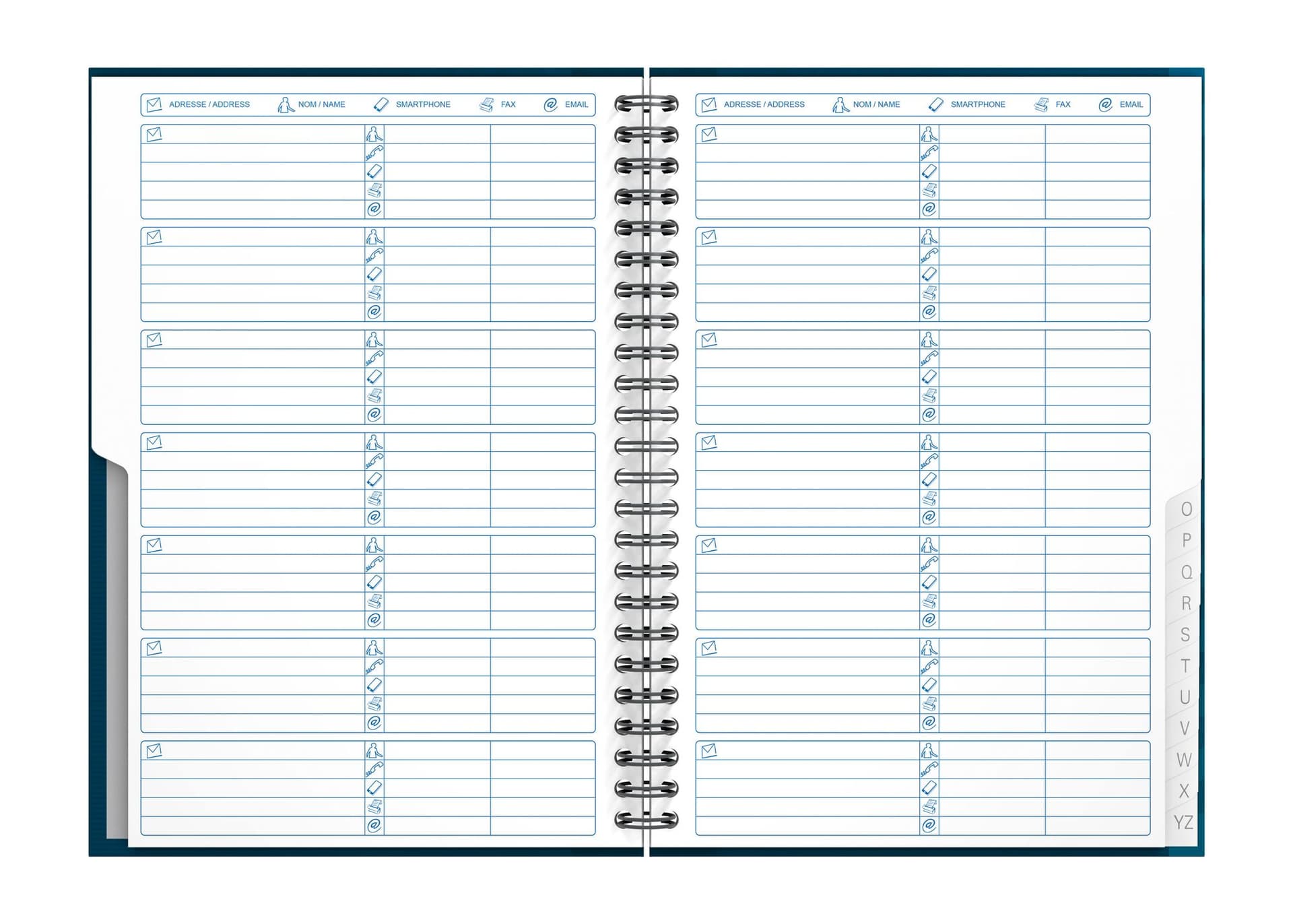 Adresboek Oxford Office Essentials A5 72vel dubbelspiraal assorti 6
