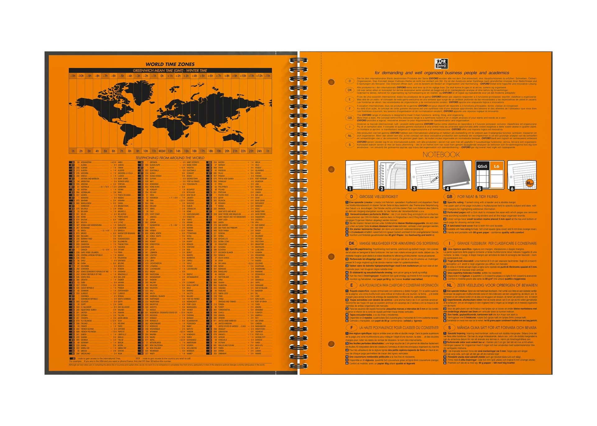 Spiraalblok Oxford International Notebook A4+ ruit 5mm 2