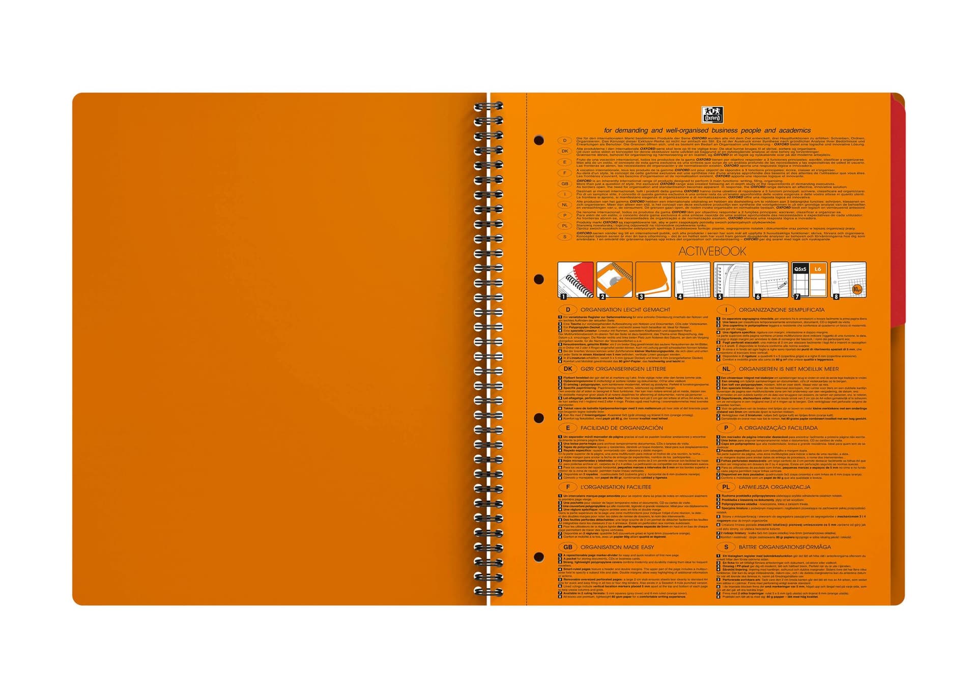 Spiraalblok Oxford International Activebook A4+ 160 pagina's lijn 4