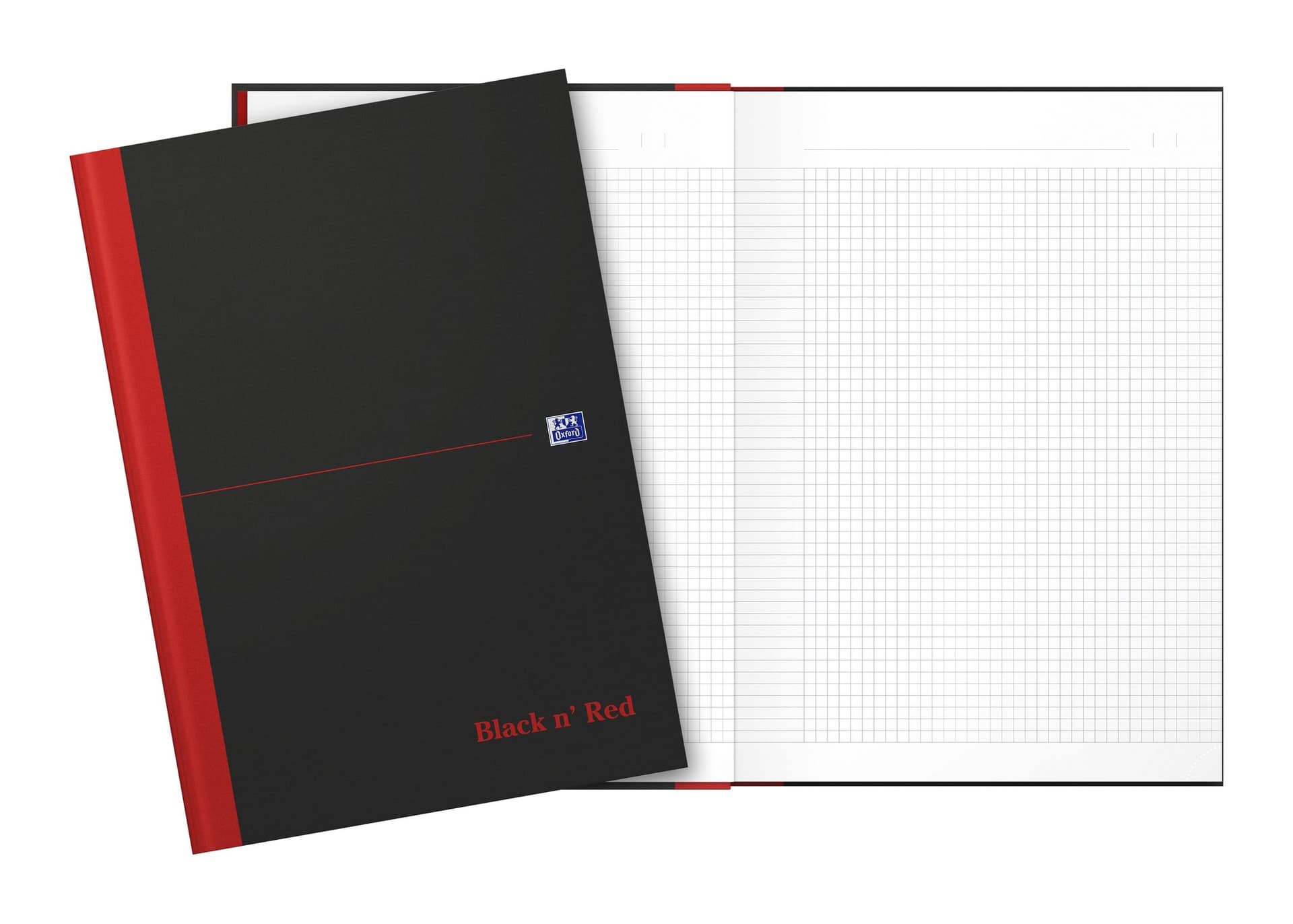 Notitieboek Oxford Black n' Red A4 96vel ruit 5mm 2