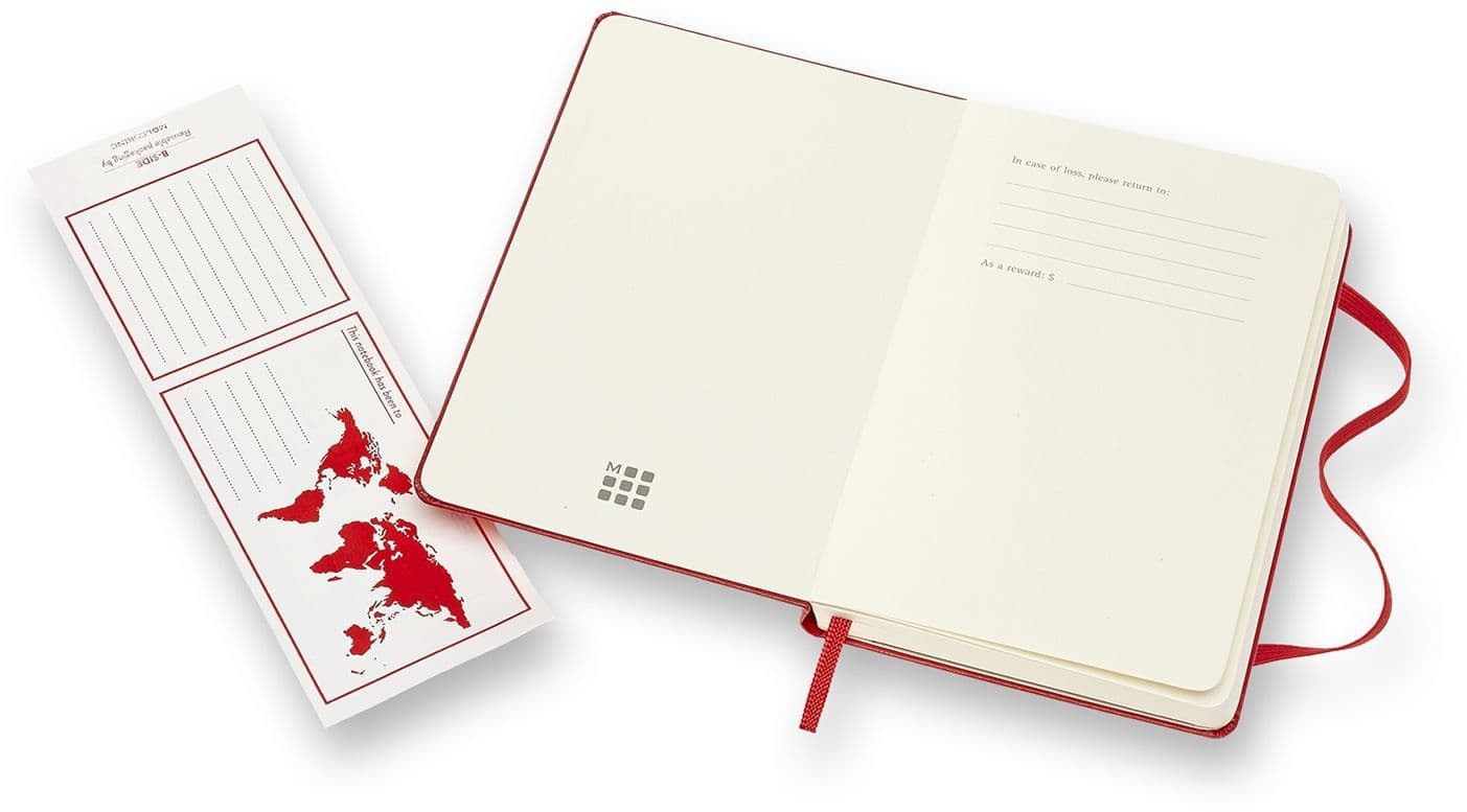 Notitieboek Moleskine pocket 90x140mm blanco hard cover rood 5