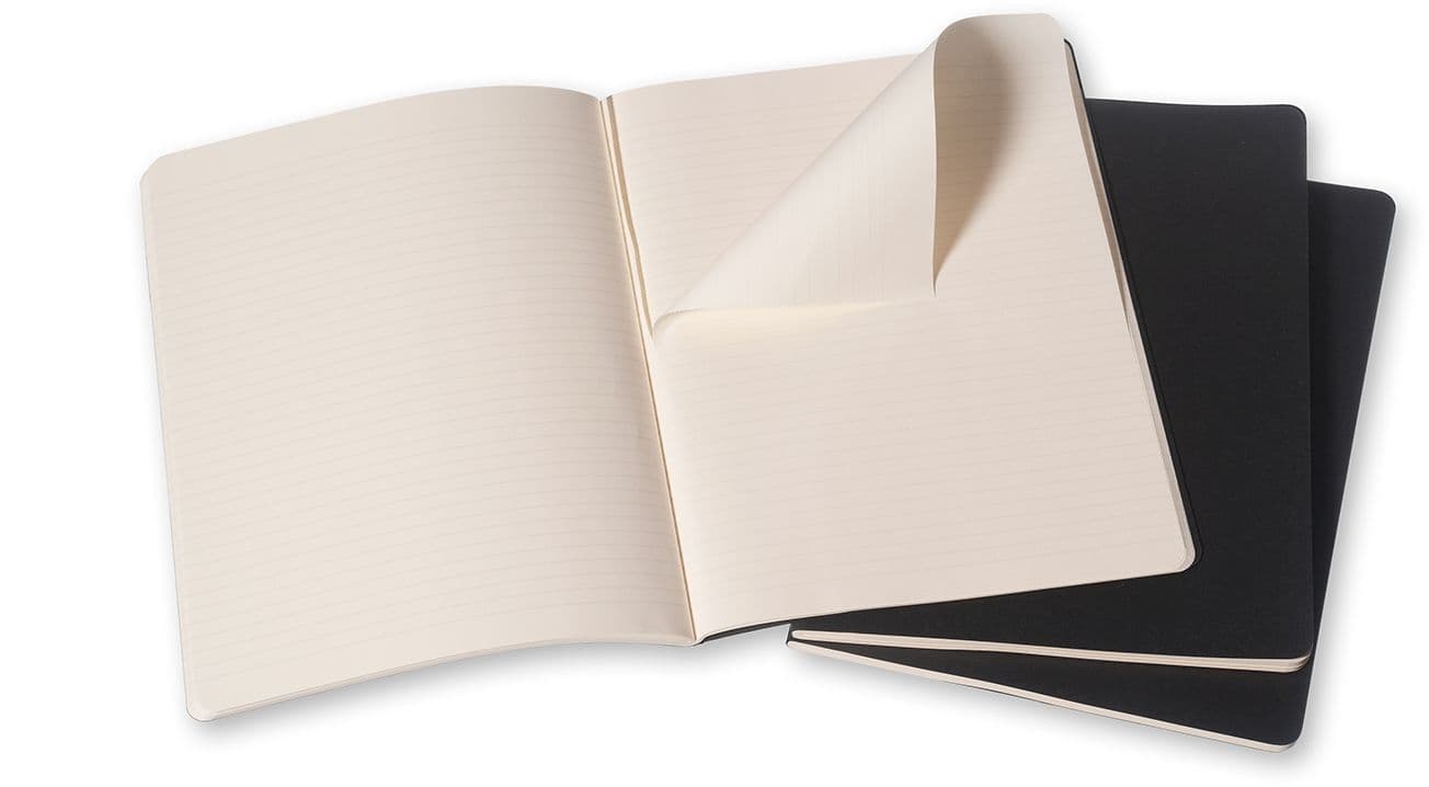 Schrift Moleskine 190x250mm lijn 240 pagina's 70gr zwart set à 3 stuks 3
