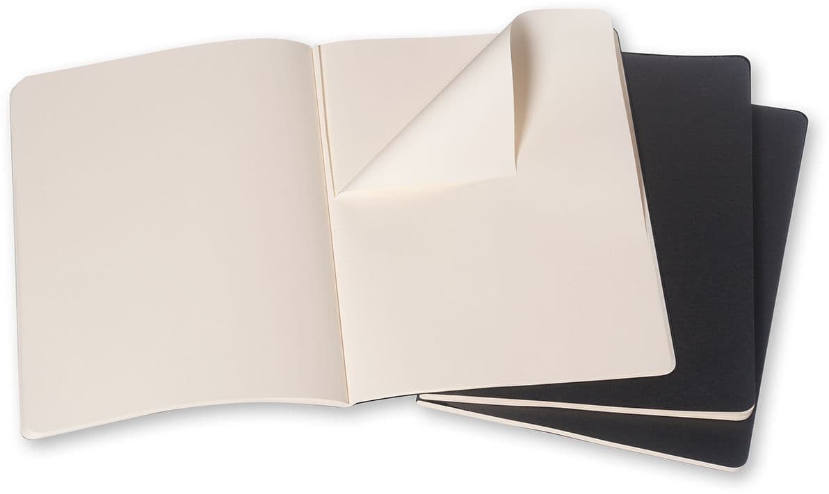 Schrift Moleskine 190x250mm blanco 240 pagina's 70gr zwart set à 3 stuks 3