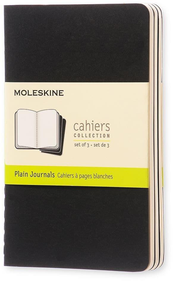 Schrift Moleskine 90x140mm blanco 240 pagina's 70gr zwart set à 3 stuks