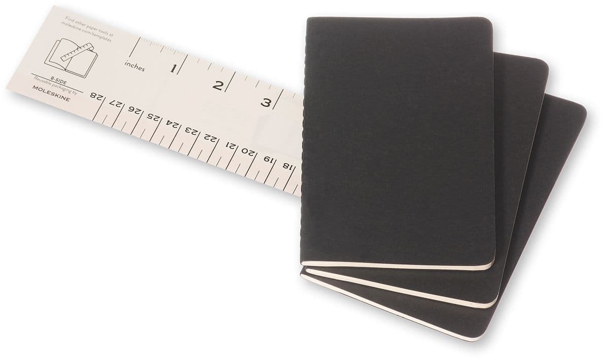 Schrift Moleskine 90x140mm blanco 240 pagina's 70gr zwart set à 3 stuks 5