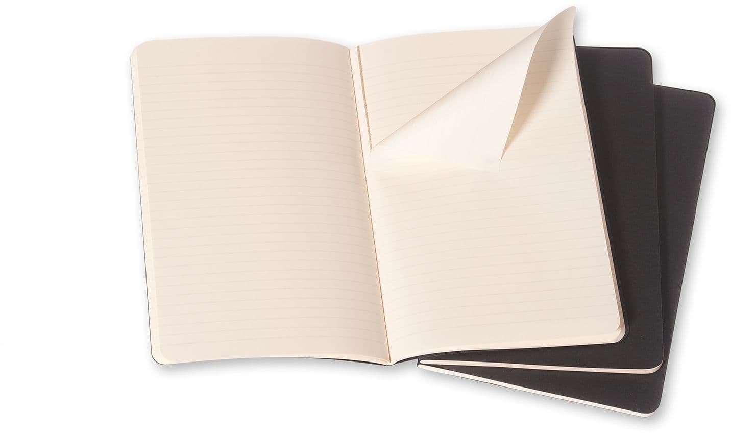 Schrift Moleskine 130x210mm lijn 160 pagina's 70gr zwart set à 3 stuks 3