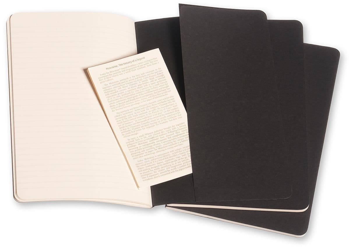 Schrift Moleskine 130x210mm lijn 160 pagina's 70gr zwart set à 3 stuks 4