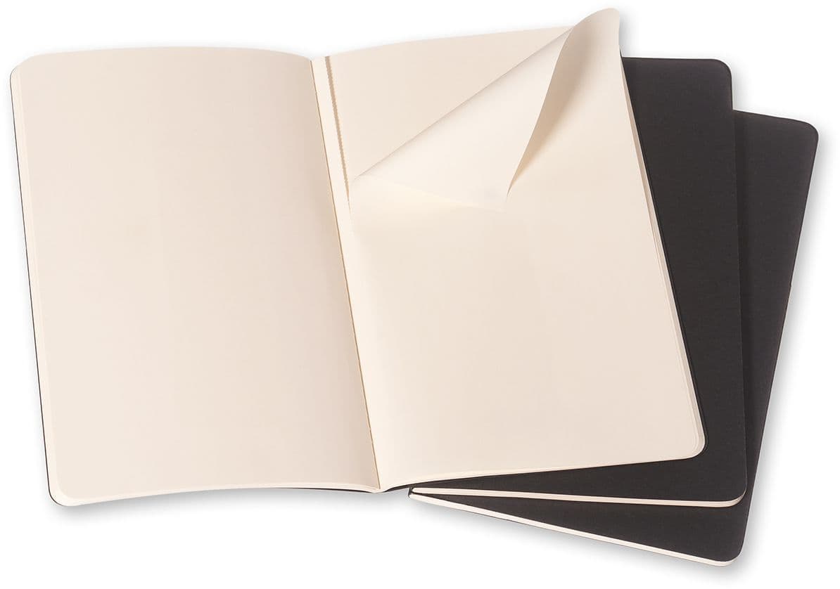Schrift Moleskine 130x210mm blanco 160 pagina's 70gr zwart set à 3 stuks 3