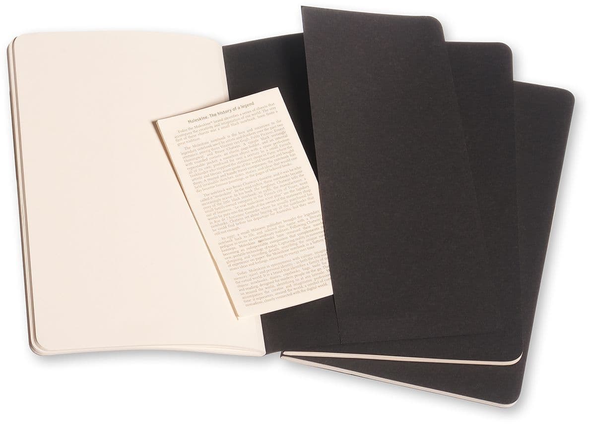 Schrift Moleskine 130x210mm blanco 160 pagina's 70gr zwart set à 3 stuks 4