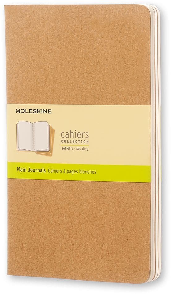 Schrift Moleskine 130x210mm blanco 160 pagina's 70gr kraft set à 3 stuks