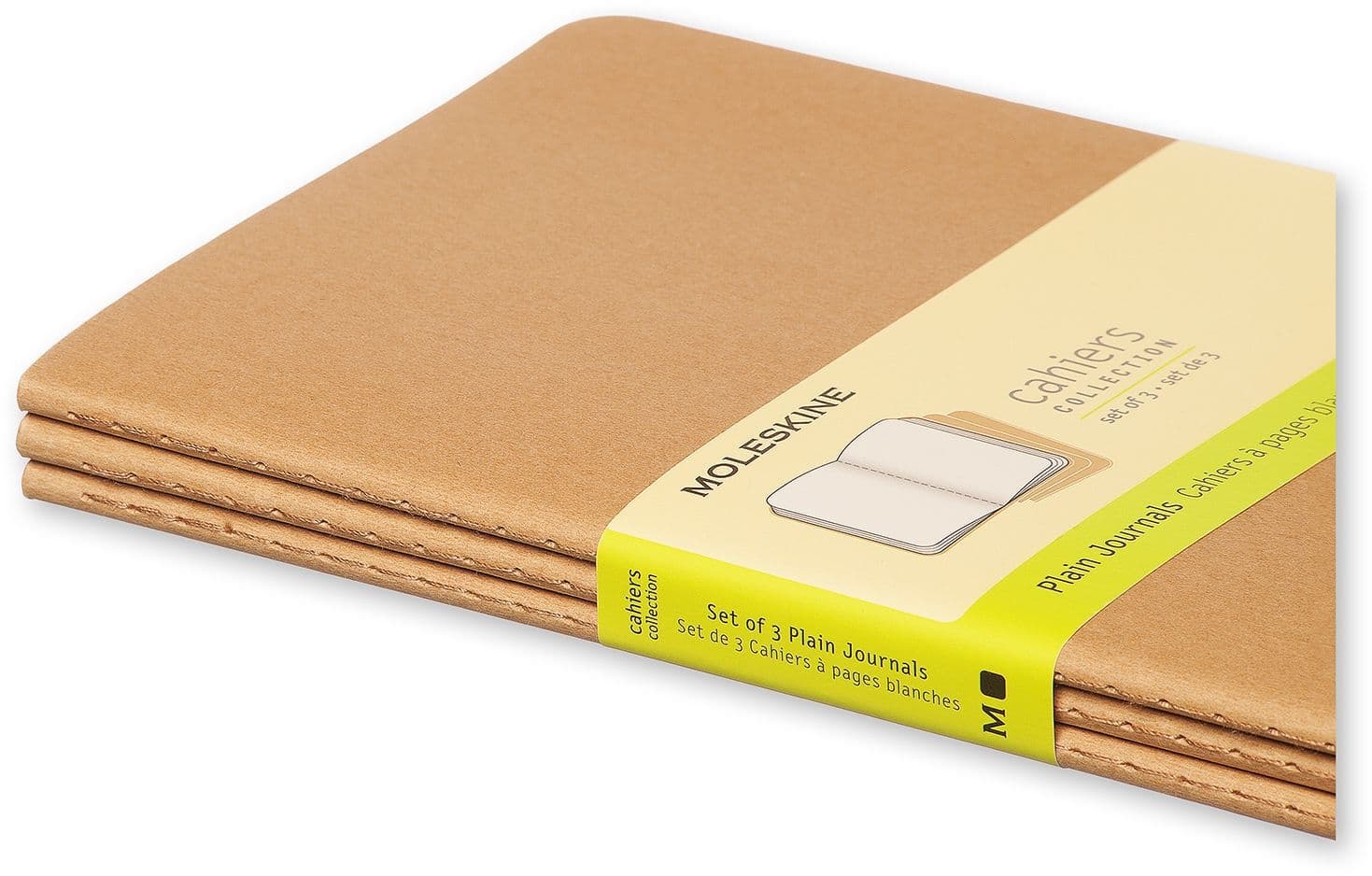 Schrift Moleskine 130x210mm blanco 160 pagina's 70gr kraft set à 3 stuks 2