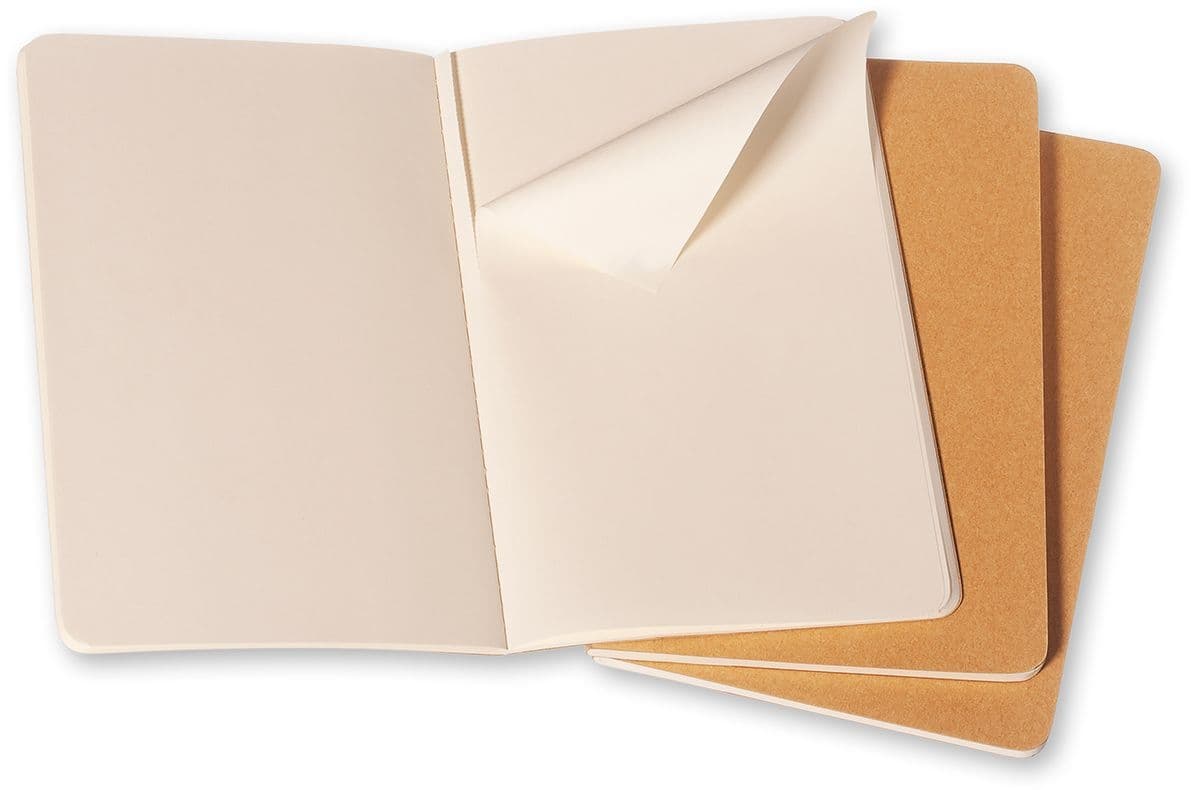 Schrift Moleskine 130x210mm blanco 160 pagina's 70gr kraft set à 3 stuks 3