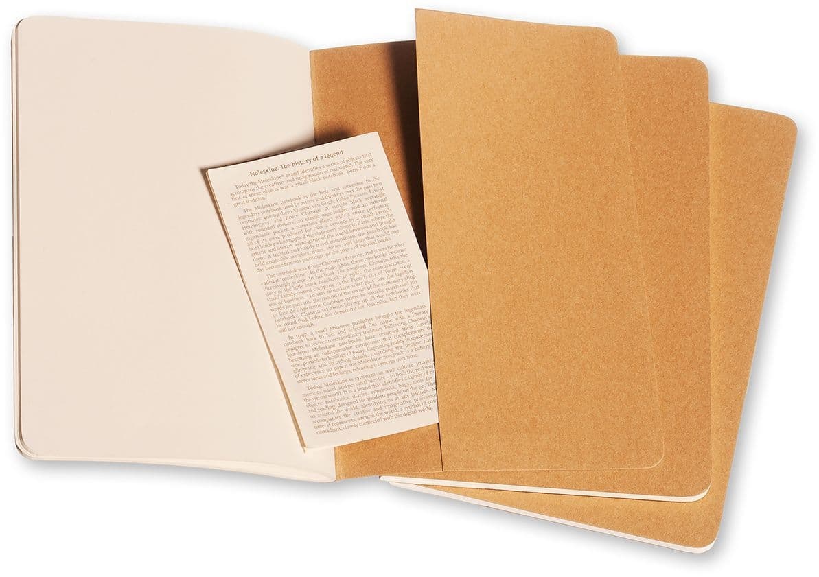 Schrift Moleskine 130x210mm blanco 160 pagina's 70gr kraft set à 3 stuks 4