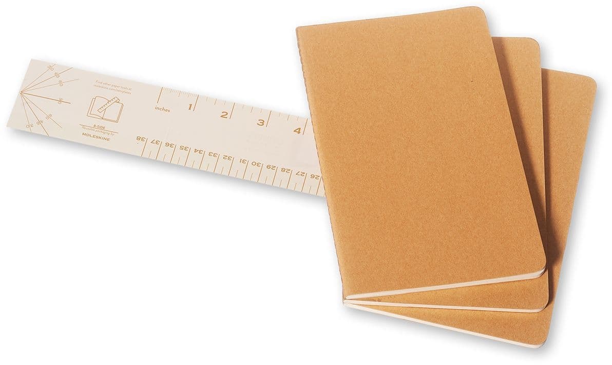 Schrift Moleskine 130x210mm blanco 160 pagina's 70gr kraft set à 3 stuks 5