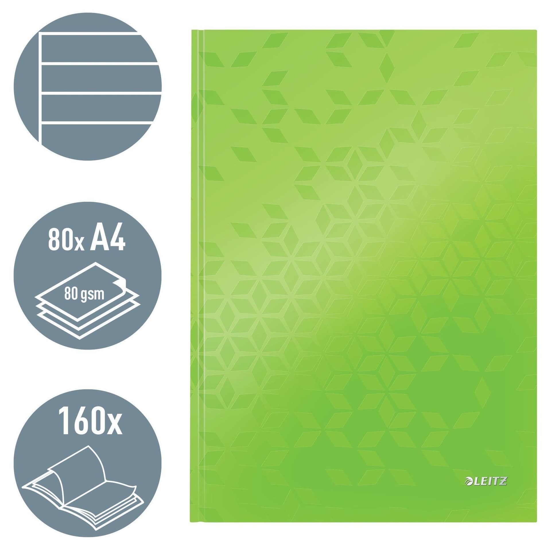 Notitieboek Leitz WOW A4 160blz 90gr lijn groen 4