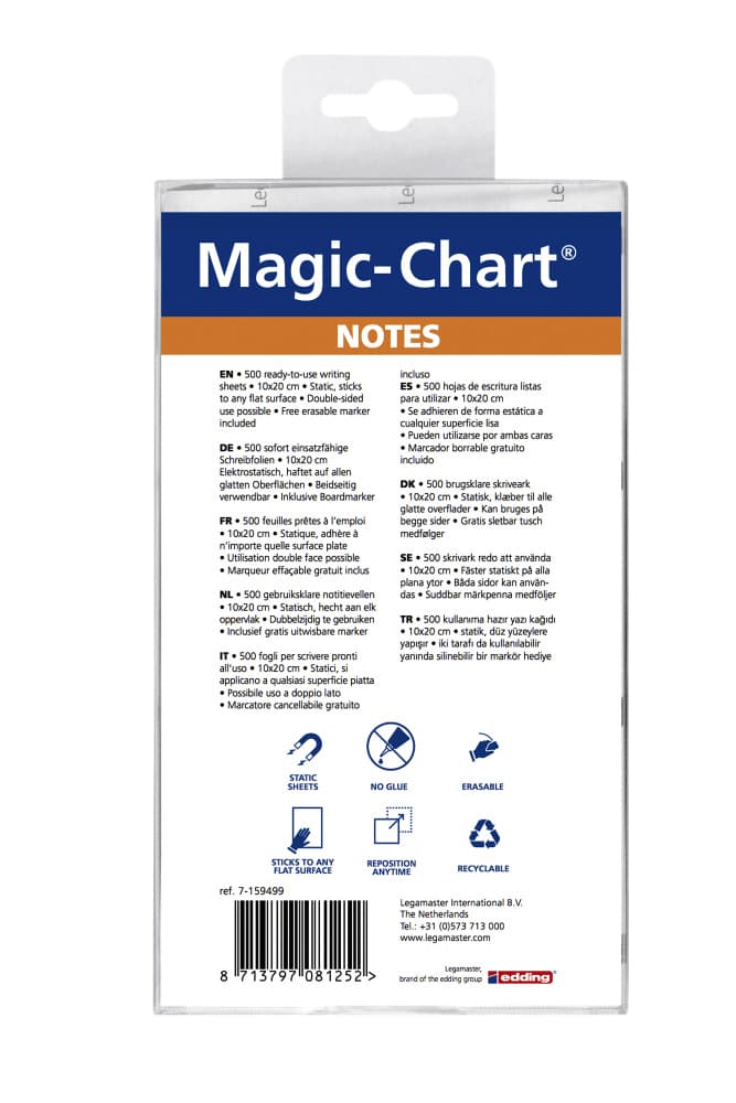 Magic-chart notes Legamaster 10x20cm assorti 500 vel 3