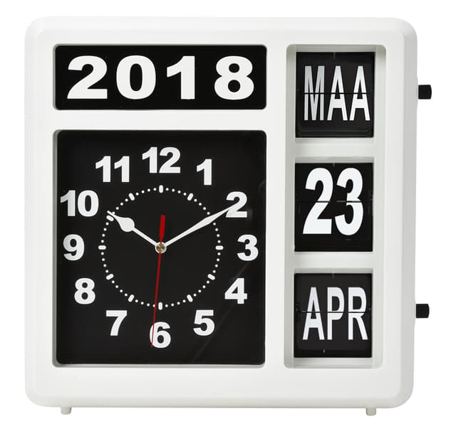 Wandklok Perel analoog 310x310mm nederlandse versie wit
