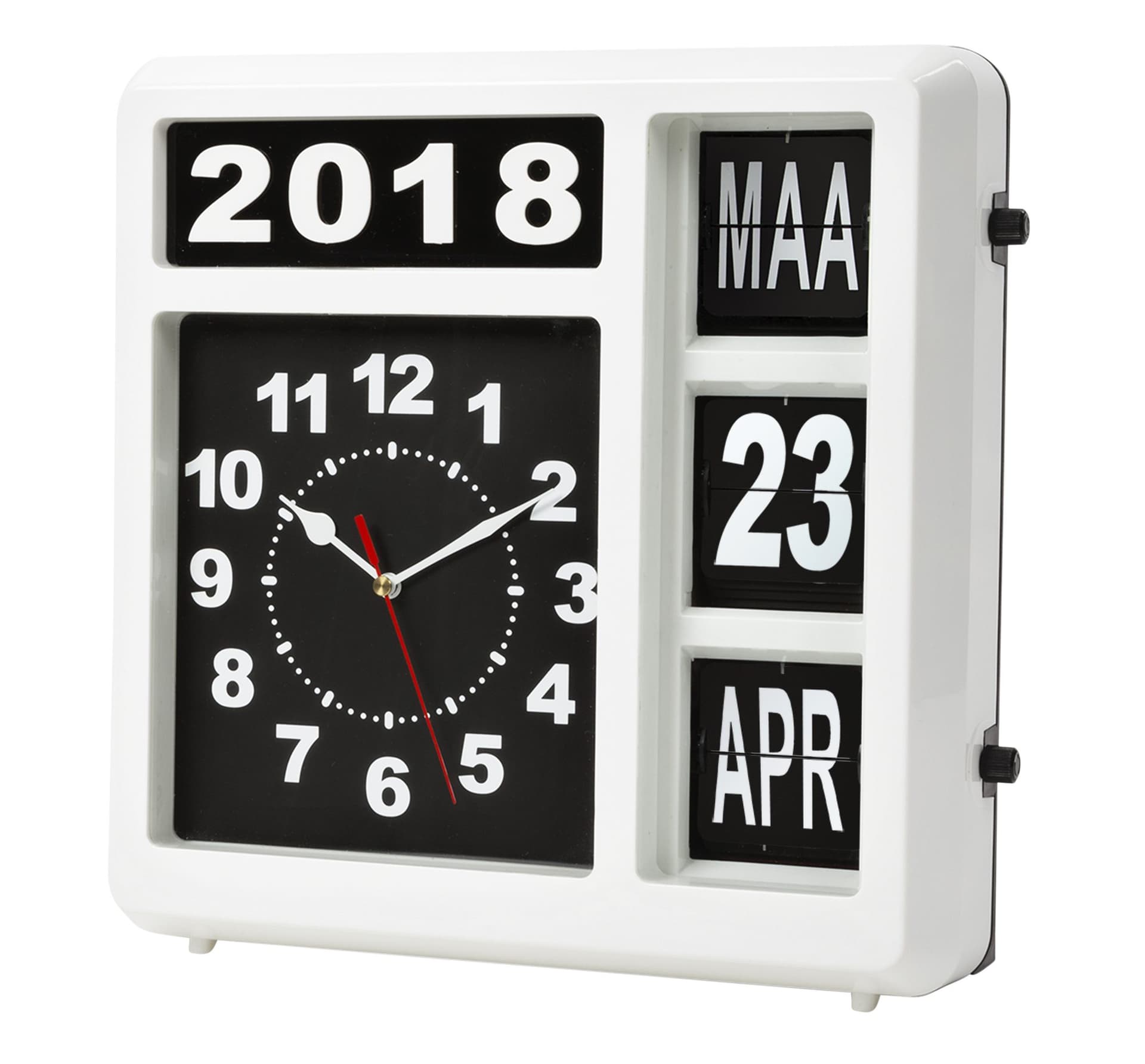 Wandklok Perel analoog 310x310mm nederlandse versie wit 2