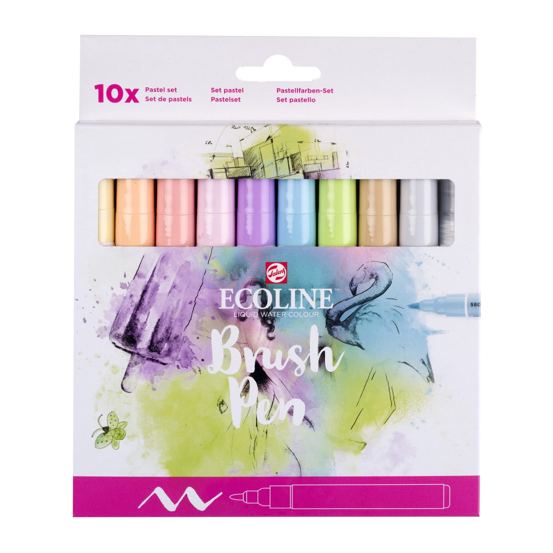 Brushpen Talens Ecoline set à 10 stuks pastel 3