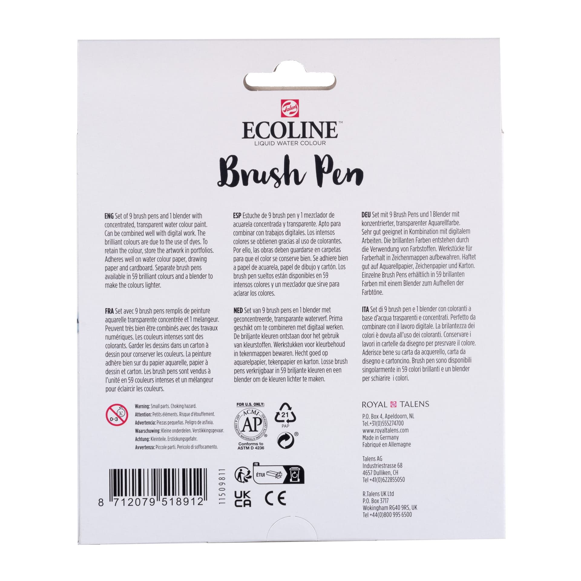 Brushpen Talens Ecoline set à 10 stuks pastel 4