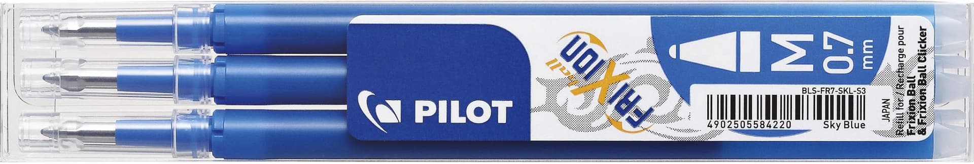 Rollerpenvulling Pilot friXion medium hemelsblauw set à 3 stuks