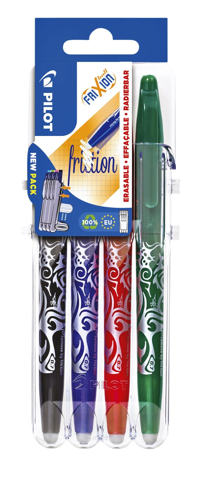 Rollerpen PILOT friXion medium basis assorti Set2Go à 4 stuks
