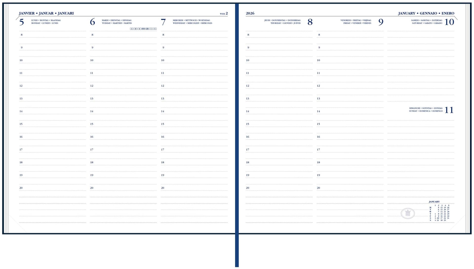 Agenda 2027 Ryam Carré Mundior 7dagen/2pagina's zwart 2