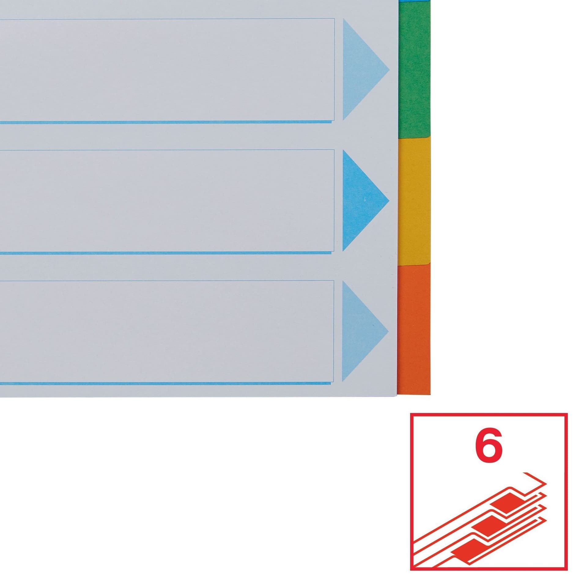 Tabbladen Esselte Standaard A4 6-delig karton 11-rings met voorblad assorti 4