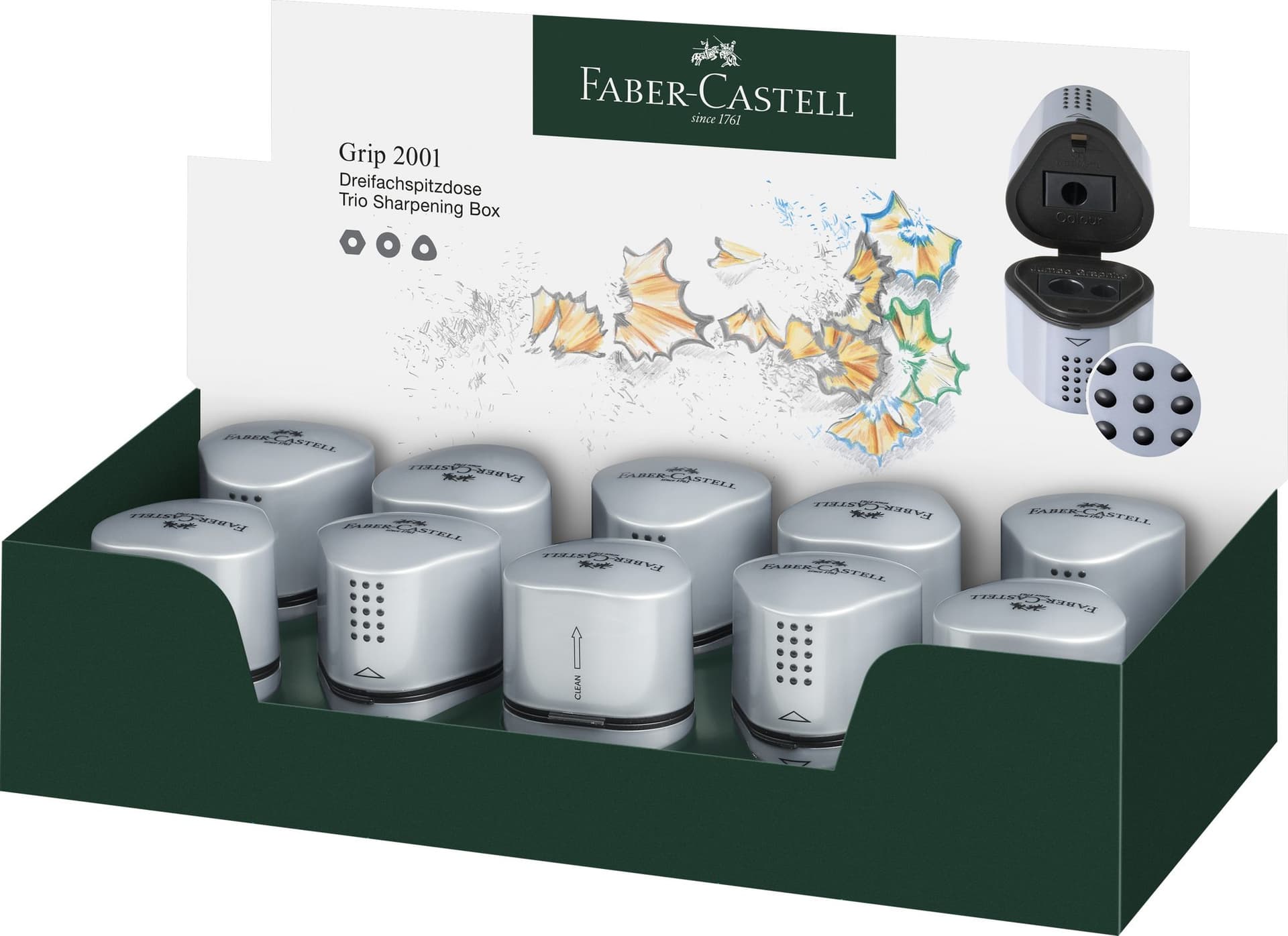 Puntenslijper Faber-Castell 2001 trio grip zilver 2