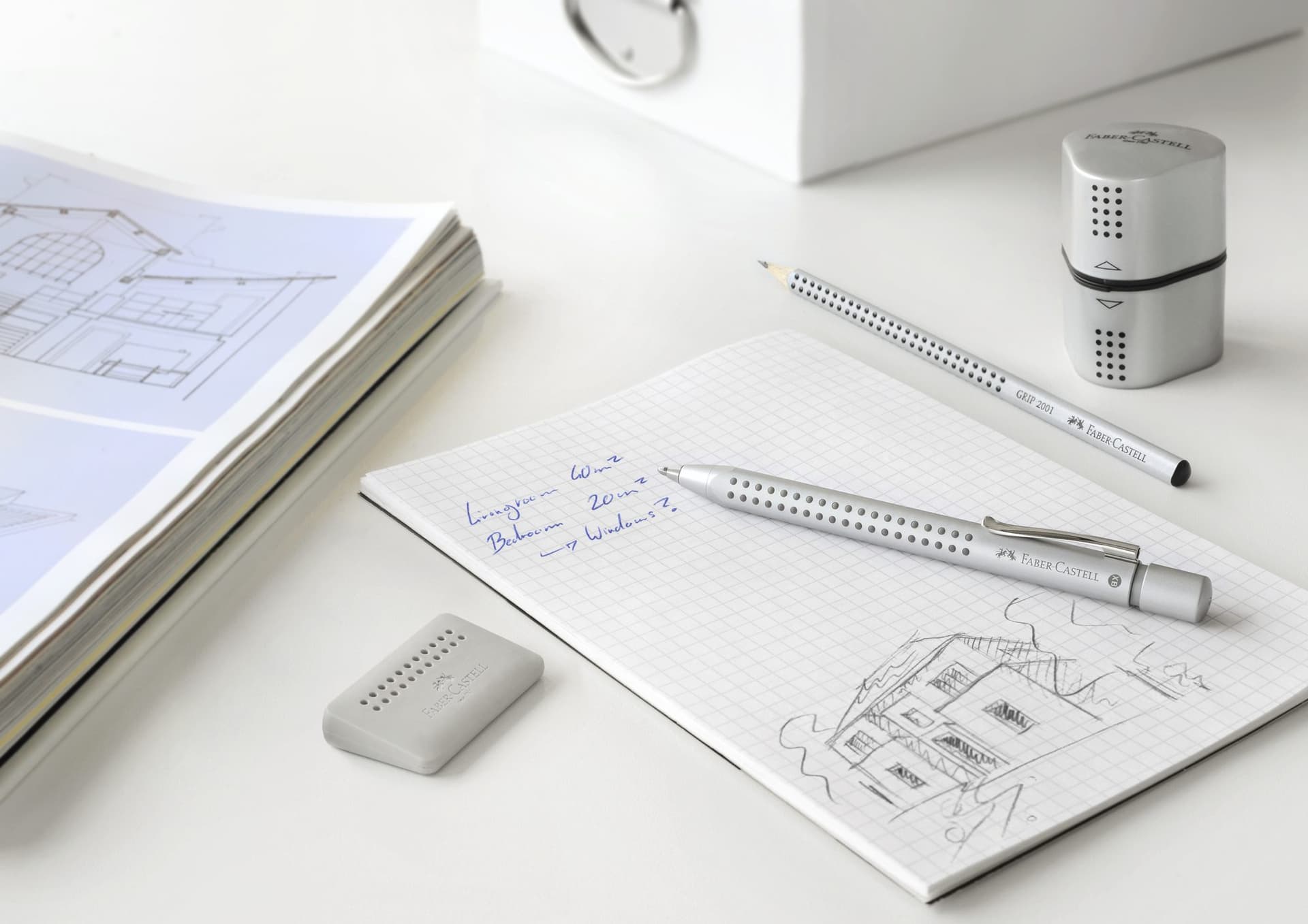 Puntenslijper Faber-Castell 2001 trio grip zilver 3