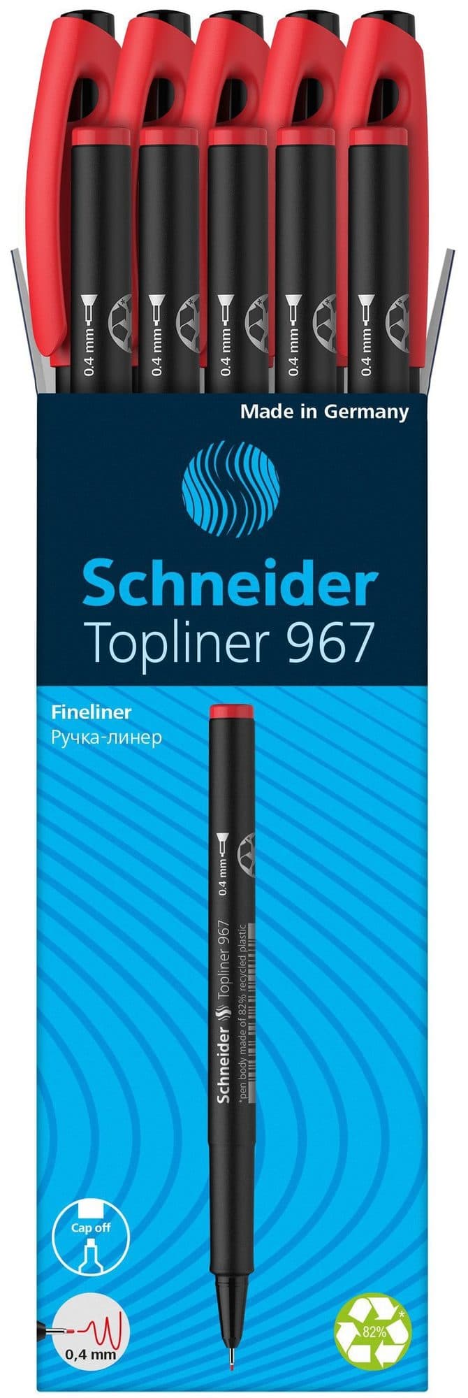 Fineliner Schneider Topliner 967 0.4mm rood 3