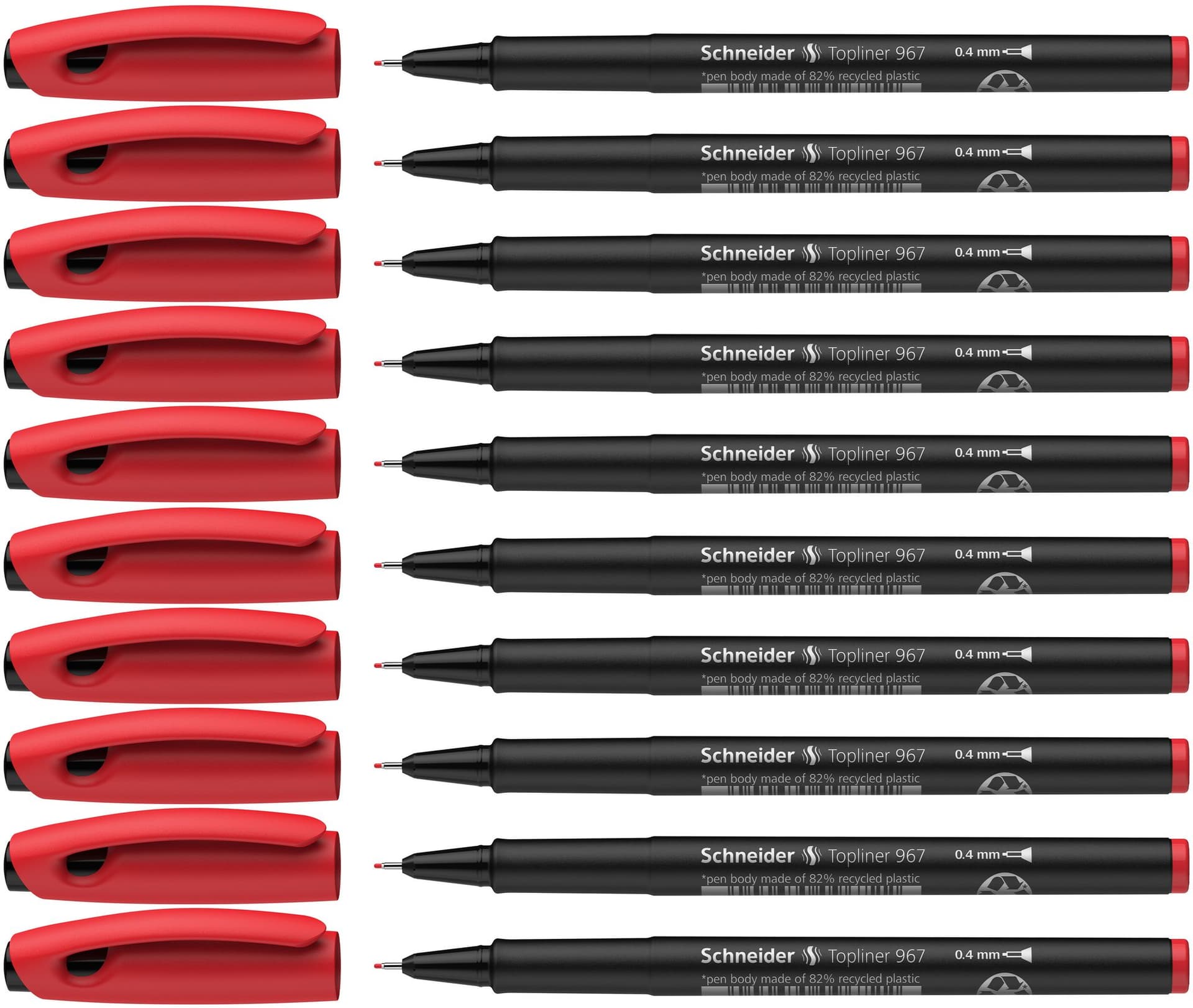 Fineliner Schneider Topliner 967 0.4mm rood 4