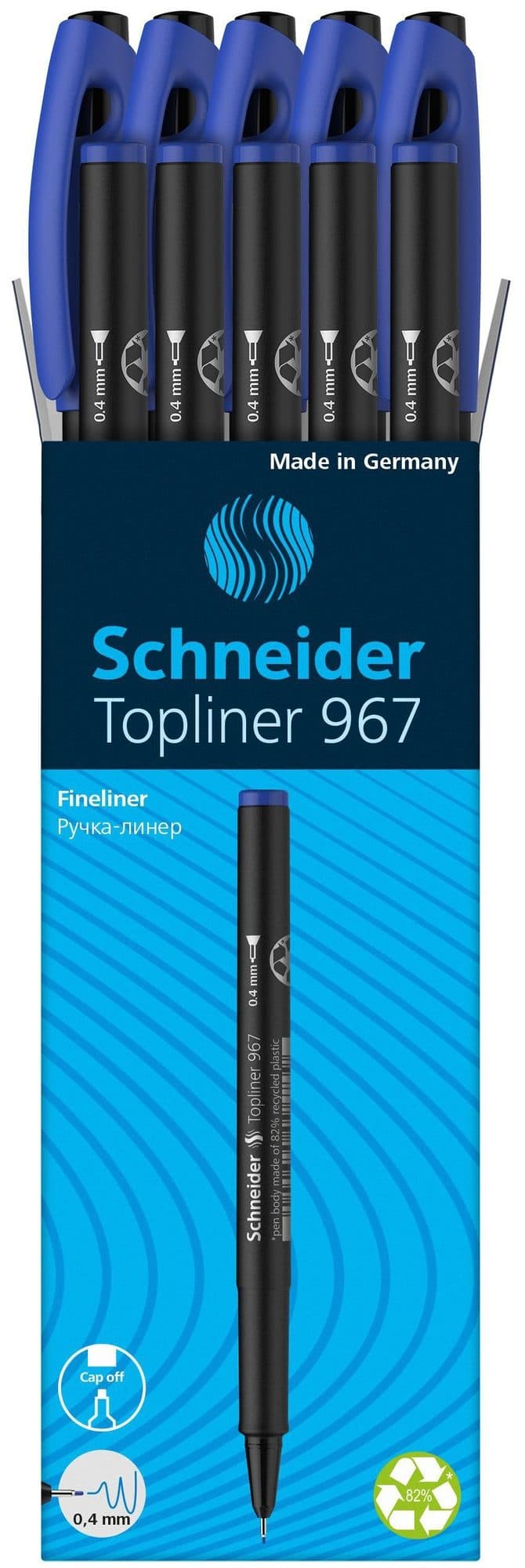 Fineliner Schneider Topliner  967 0.4mm blauw 4