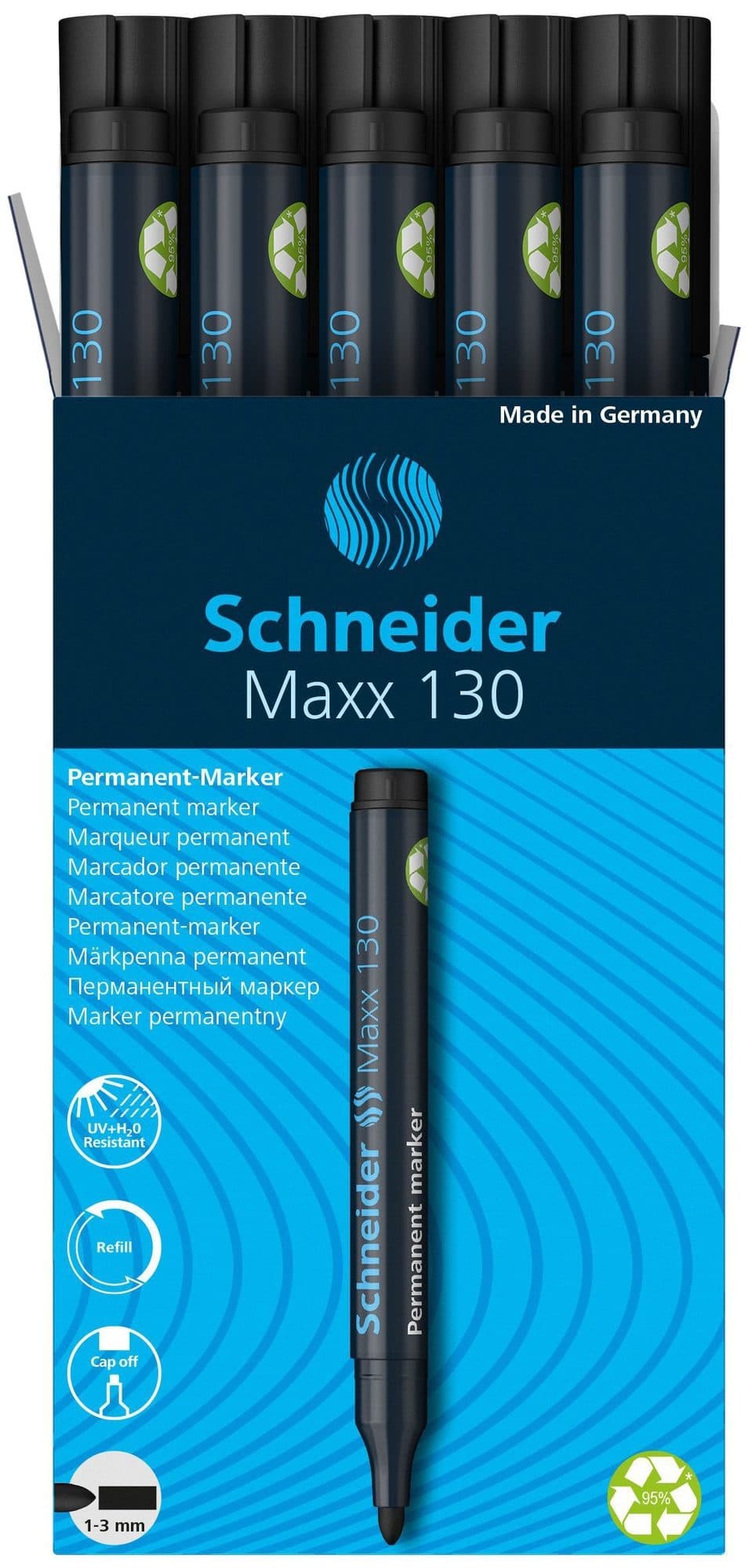 Permanent marker Schneider Maxx 130 rond 1-3mm zwart 3