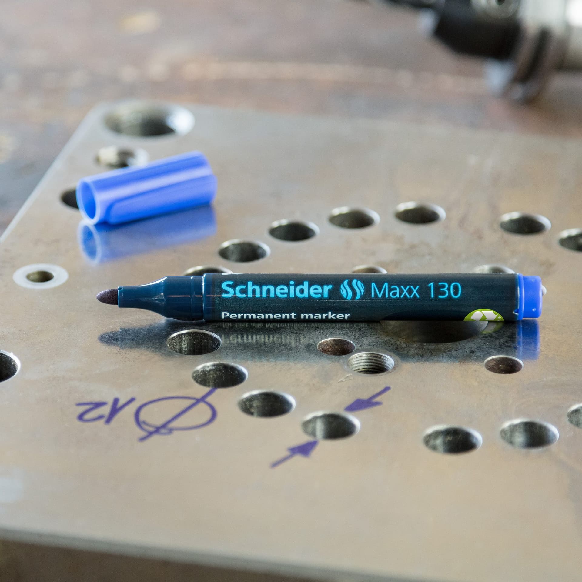 Permanent marker Schneider Maxx 130 rond 1-3mm blauw 6