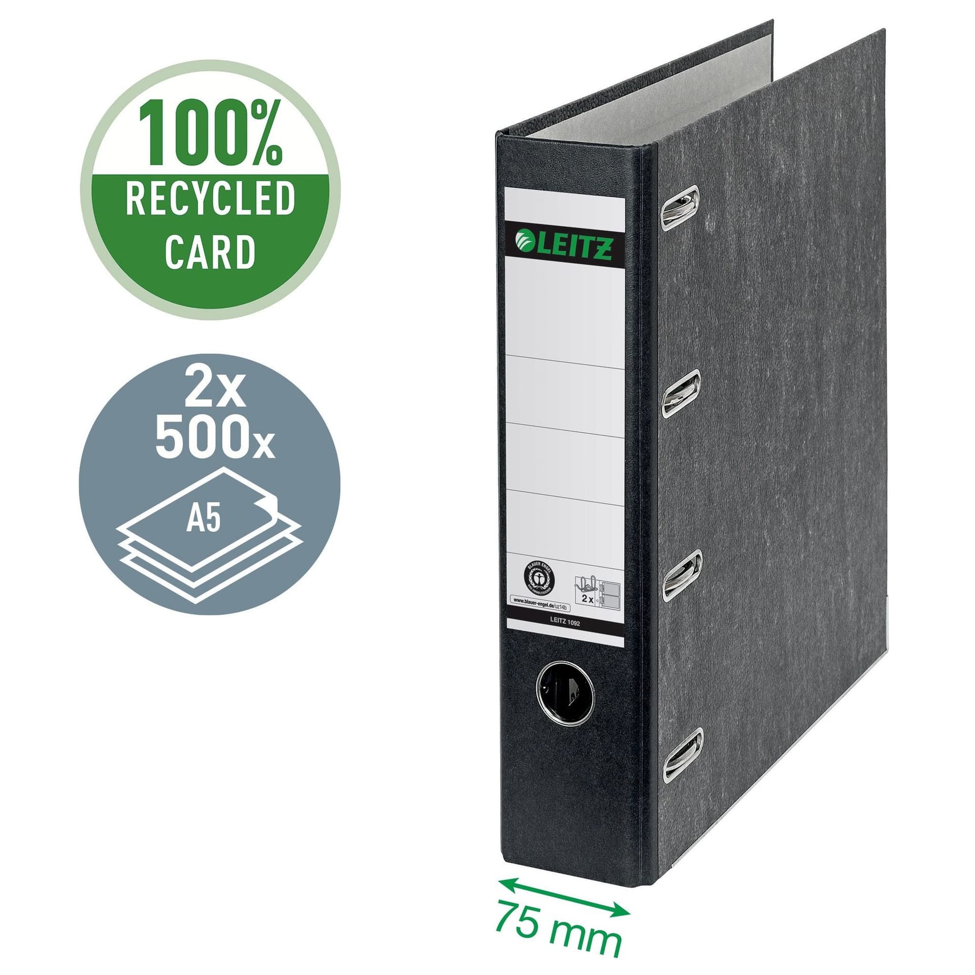 Ordner Leitz 1092 giro-bank met dubbele mechaniek 75mm karton A4 zwart 3