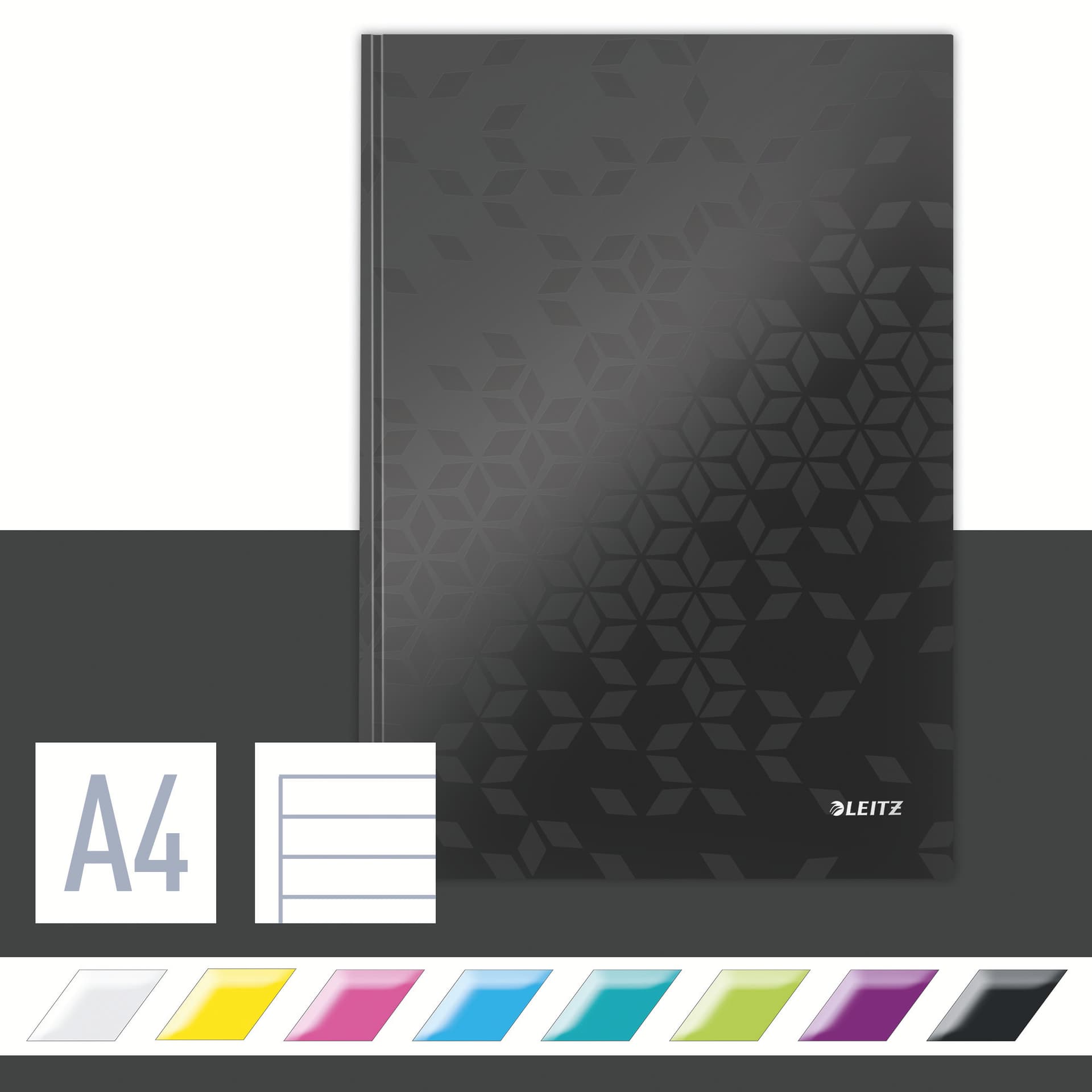 Notitieboek Leitz WOW A4 160blz 90gr lijn zwart 3