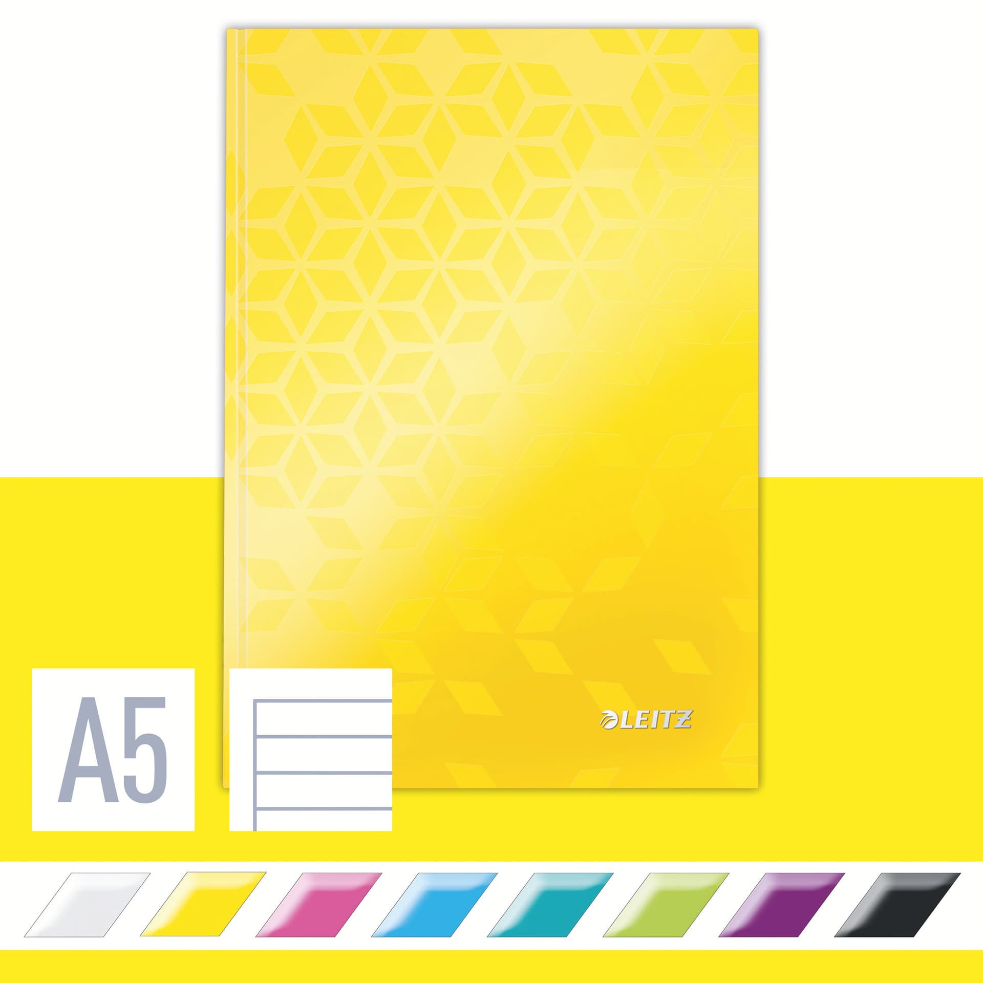 Notitieboek Leitz WOW A5 160blz 90gr lijn geel 3