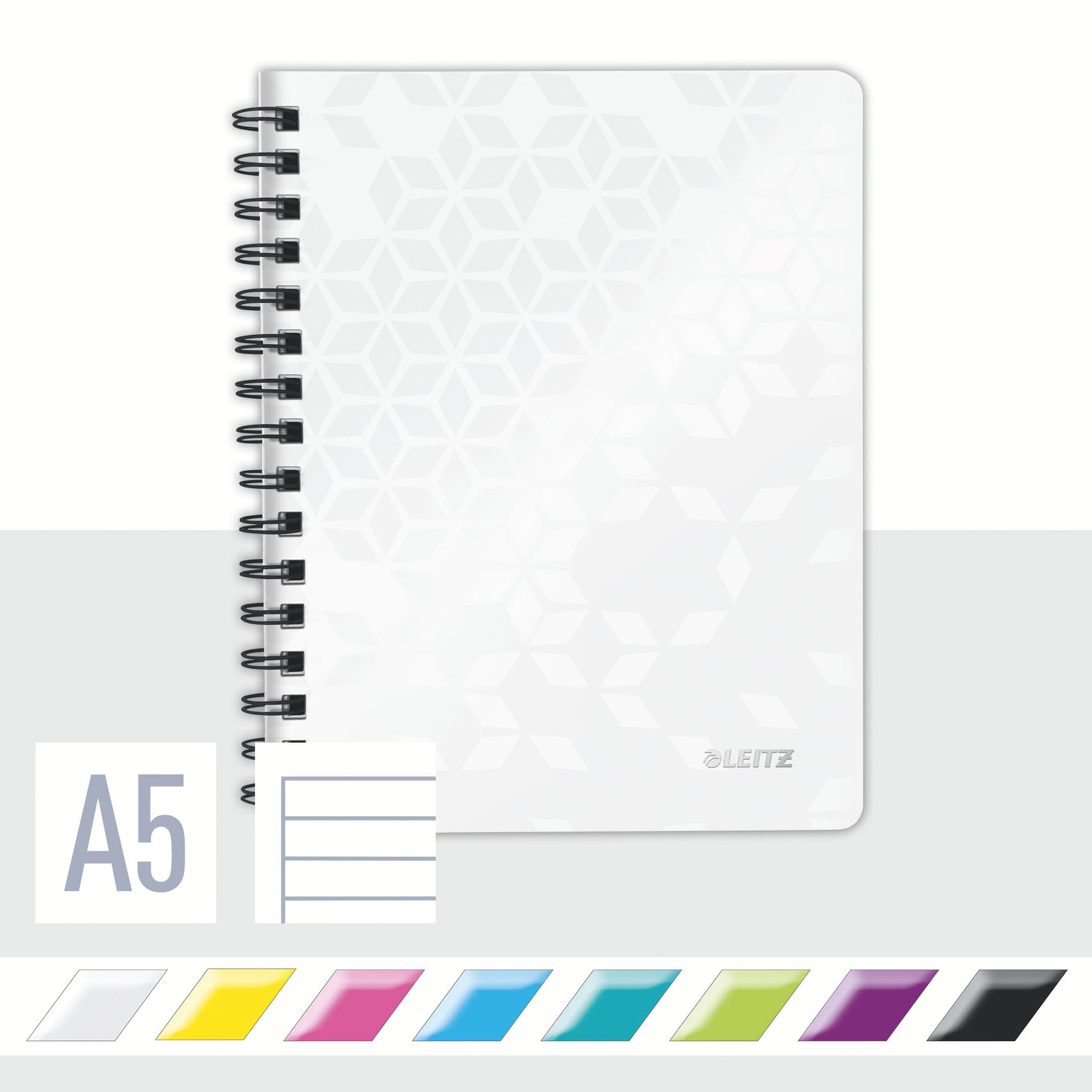 Notitieboek Leitz WOW A5 lijn spiraal PP wit 4