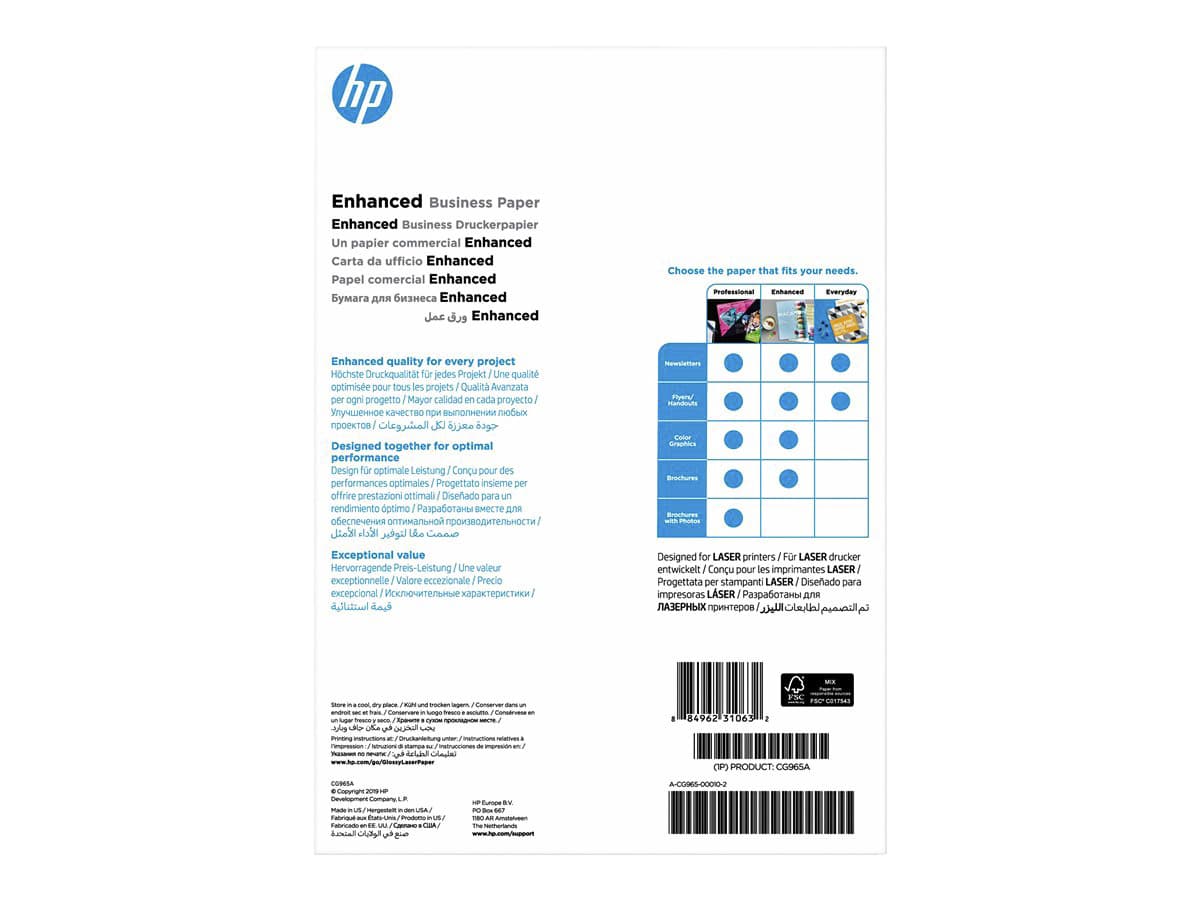 Fotopapier laser HP CG965A 150gr A4 glans wit 150 vel 2